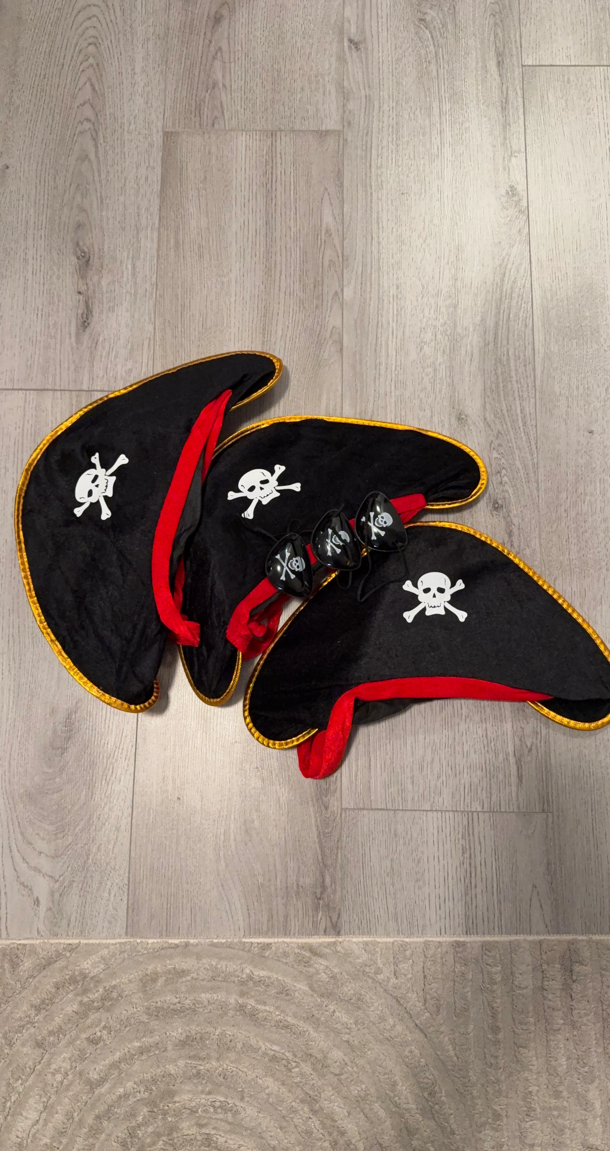 Set of 3 Pirate Hats and Eye Patches