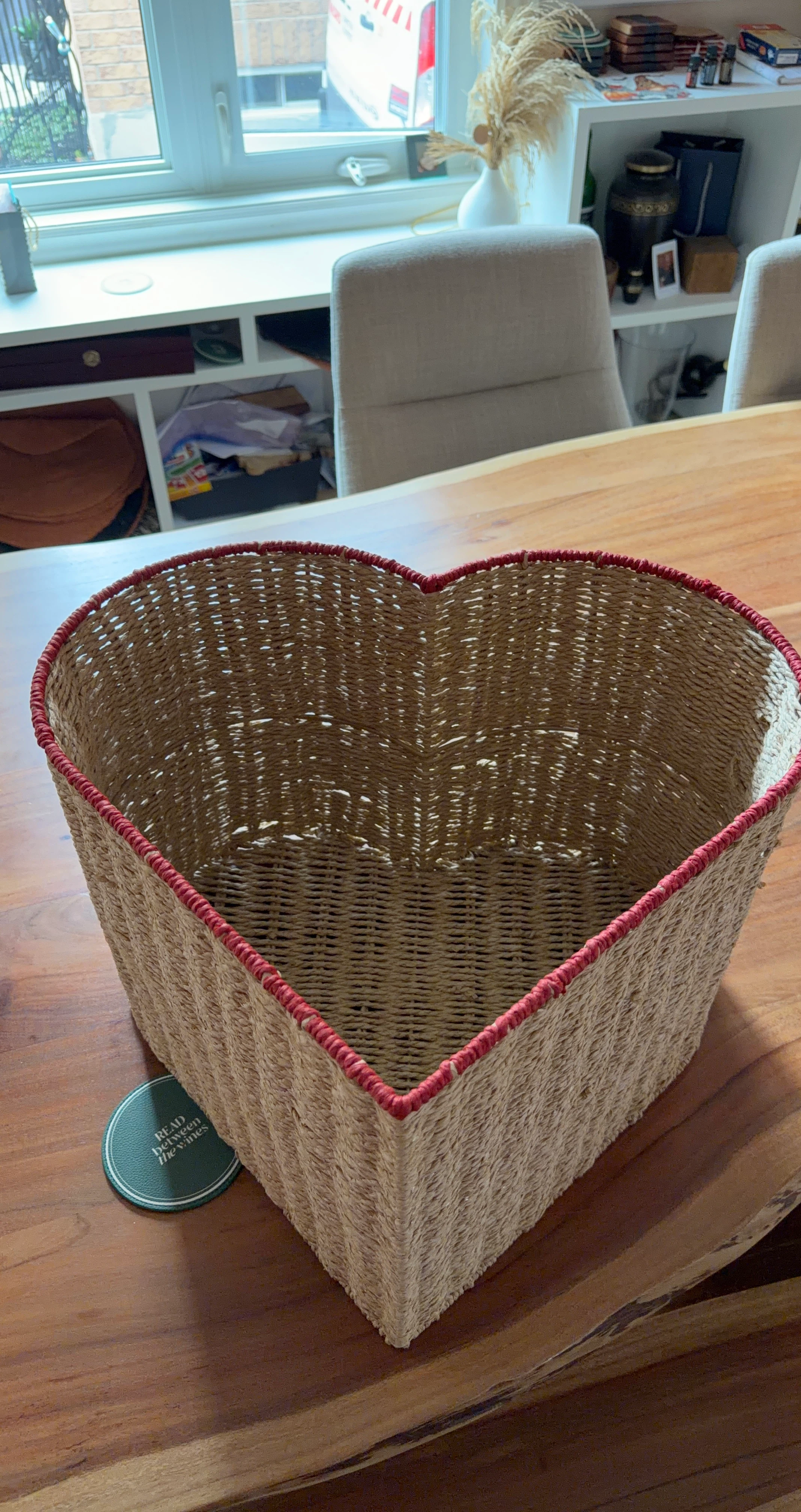 Heart-shaped wicker basket