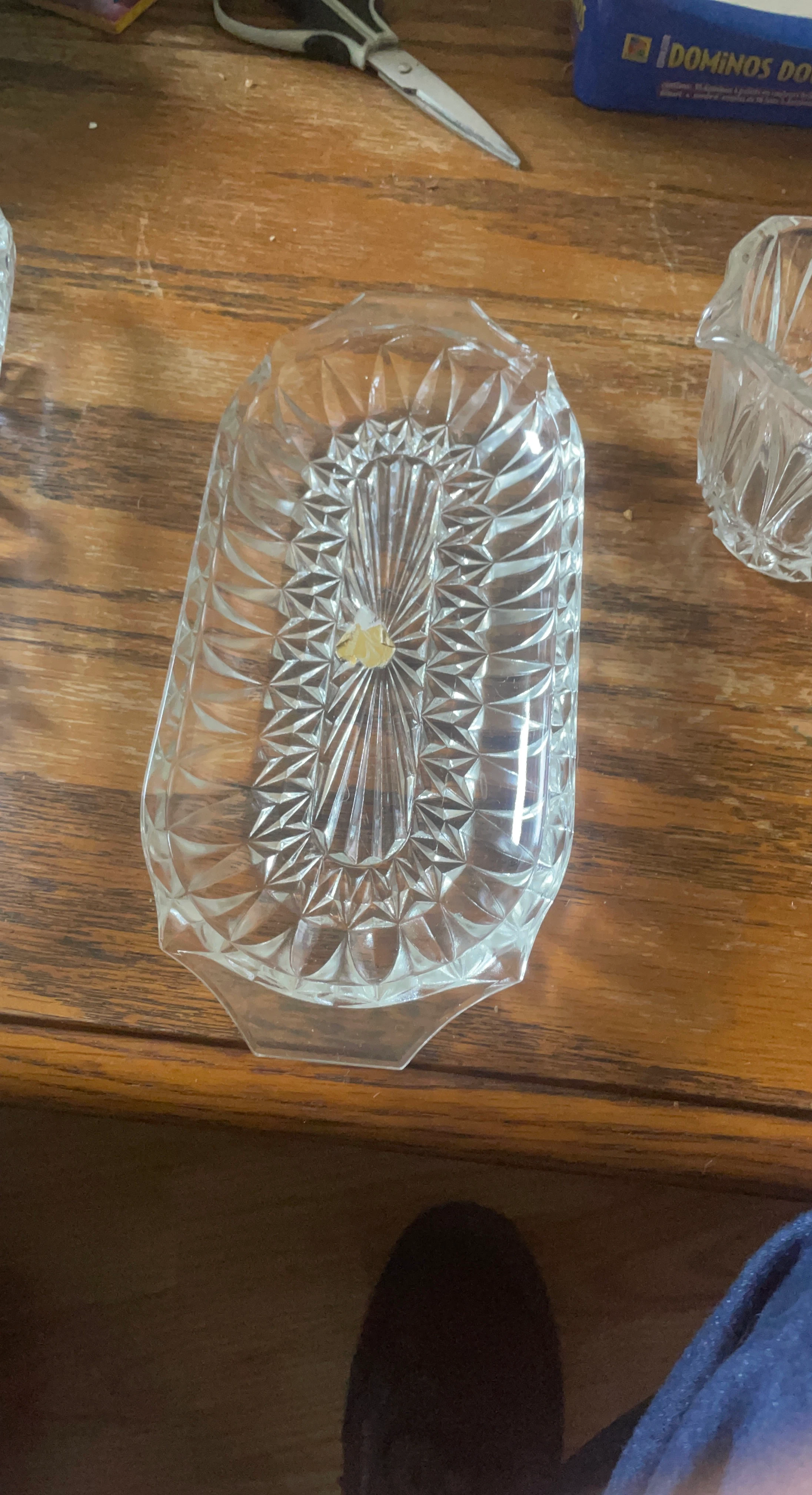Vintage Clear Cut Glass Relish Dish