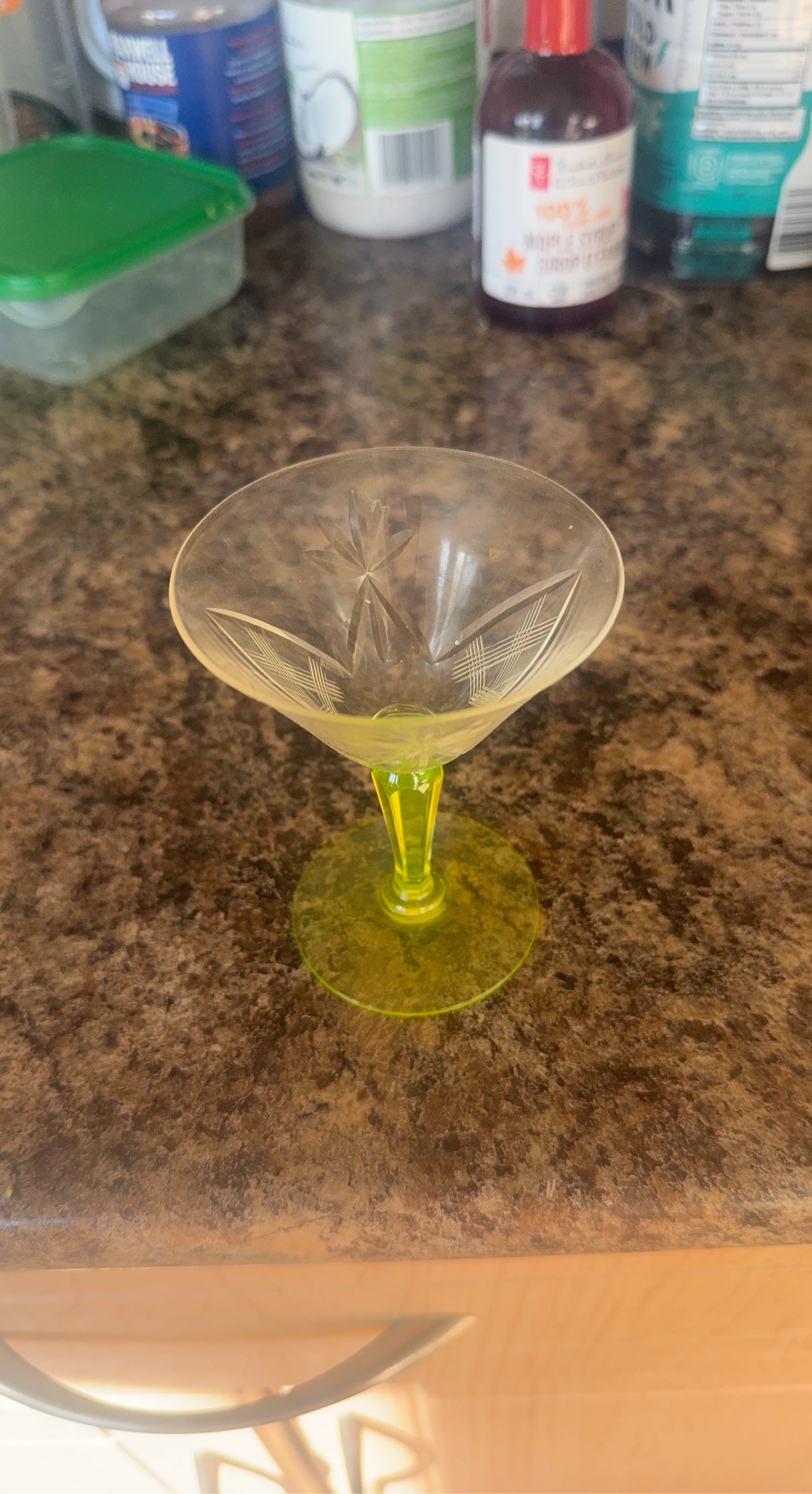 Vintage Uranium Glass Cocktail Glass