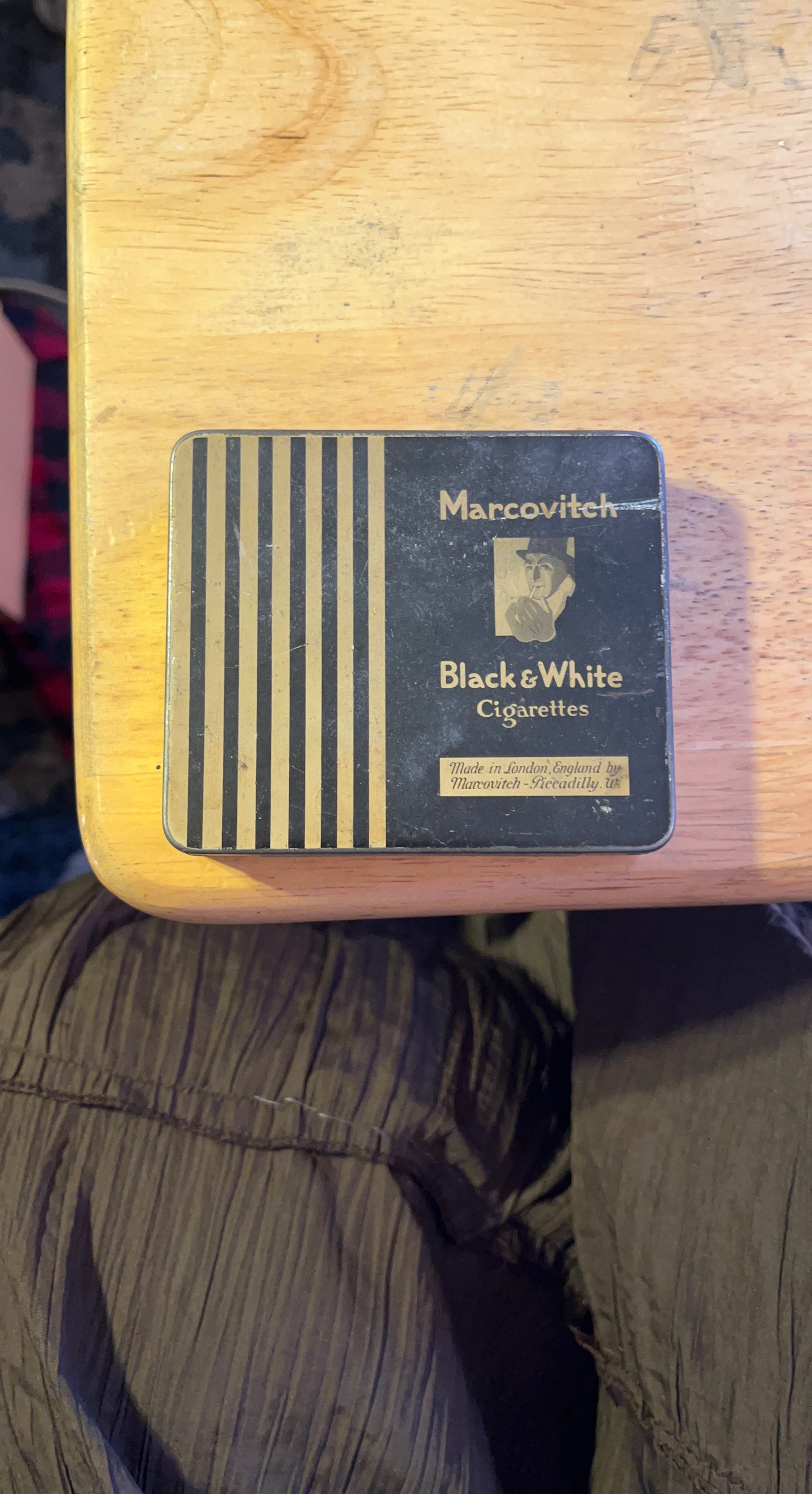 Vintage Marcovitch Black & White Cigarette Tin