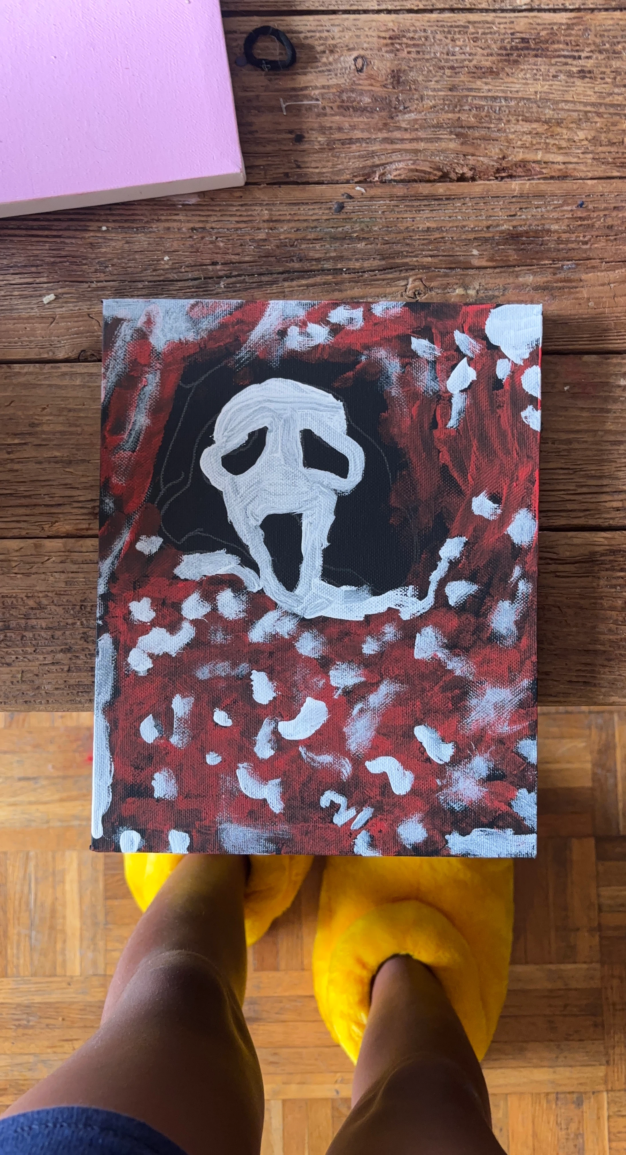 Hand-painted Scream ghostface canvas art