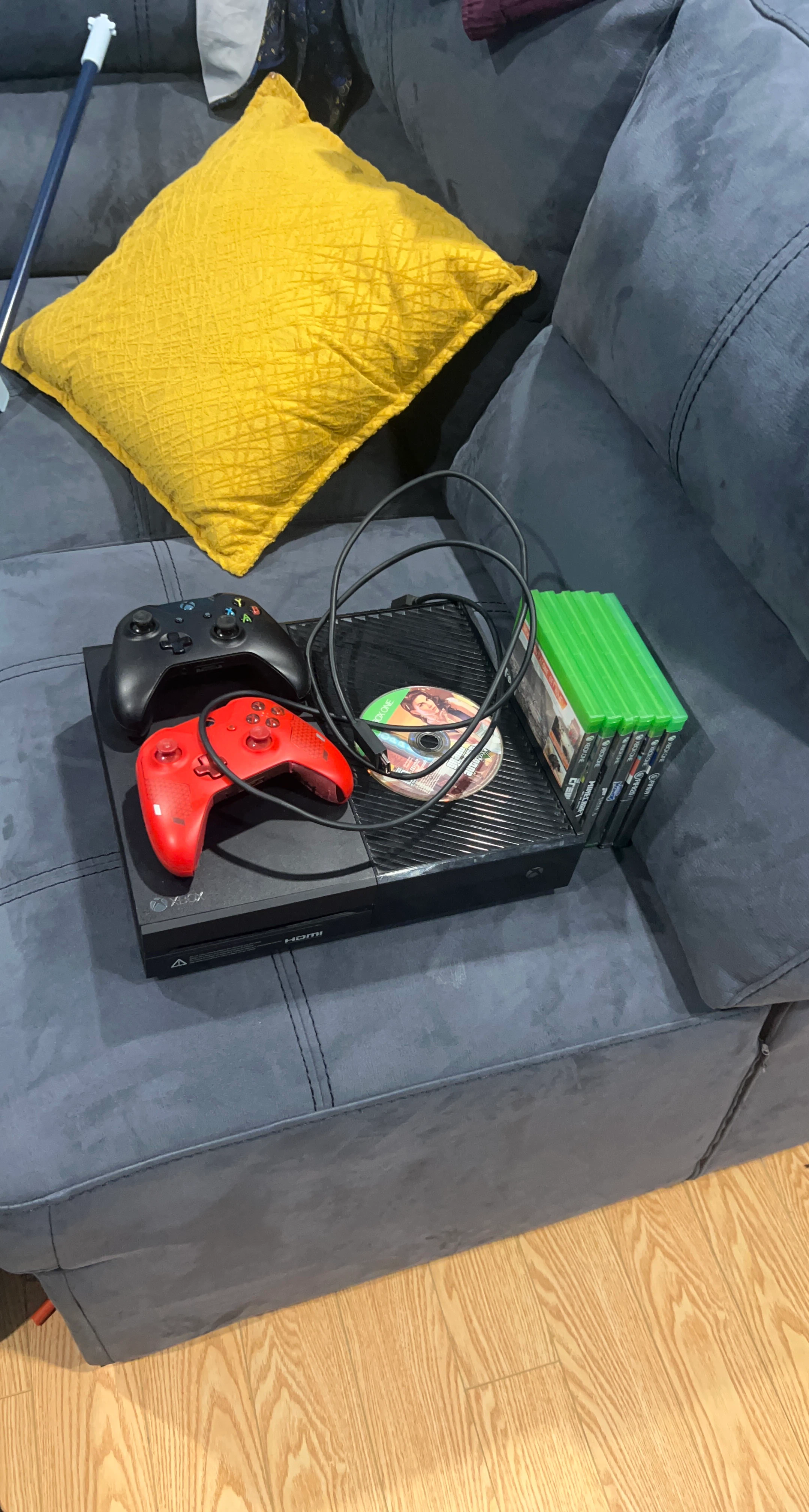 Xbox One Console with Two Controllers and Games