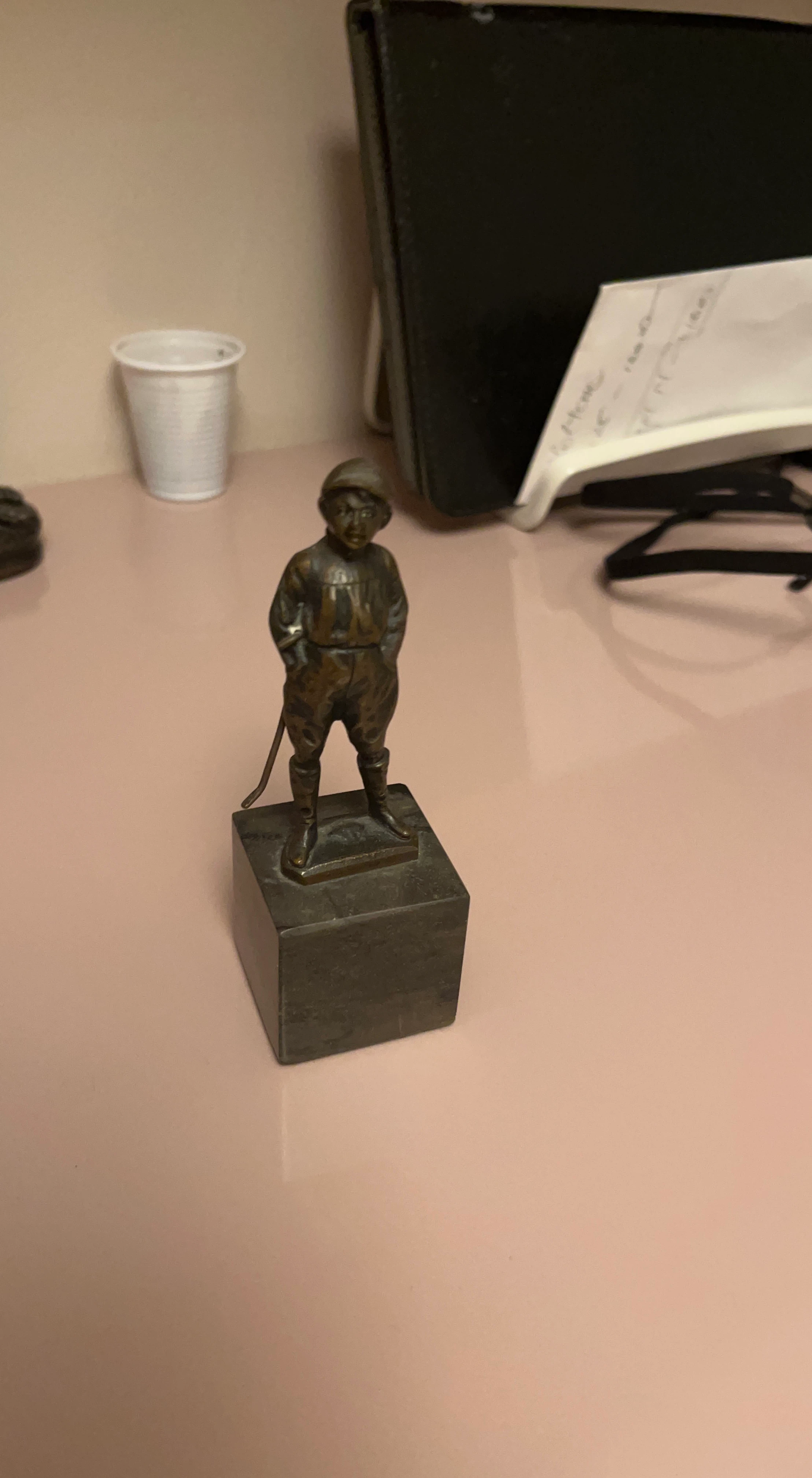Vintage Baseball Player Bronze Statue
