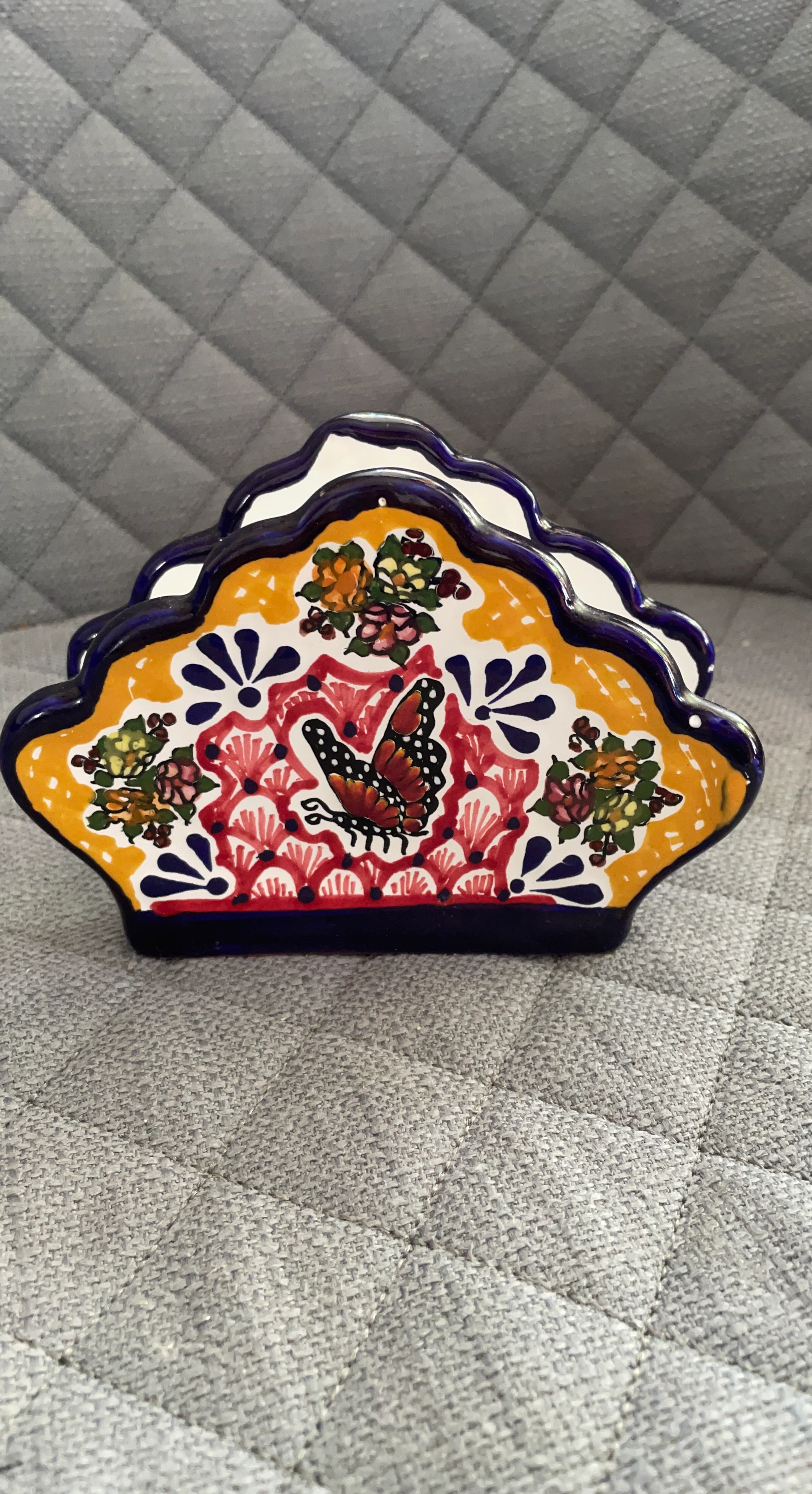 Hand-Painted Mexican Ceramic Napkin Holder