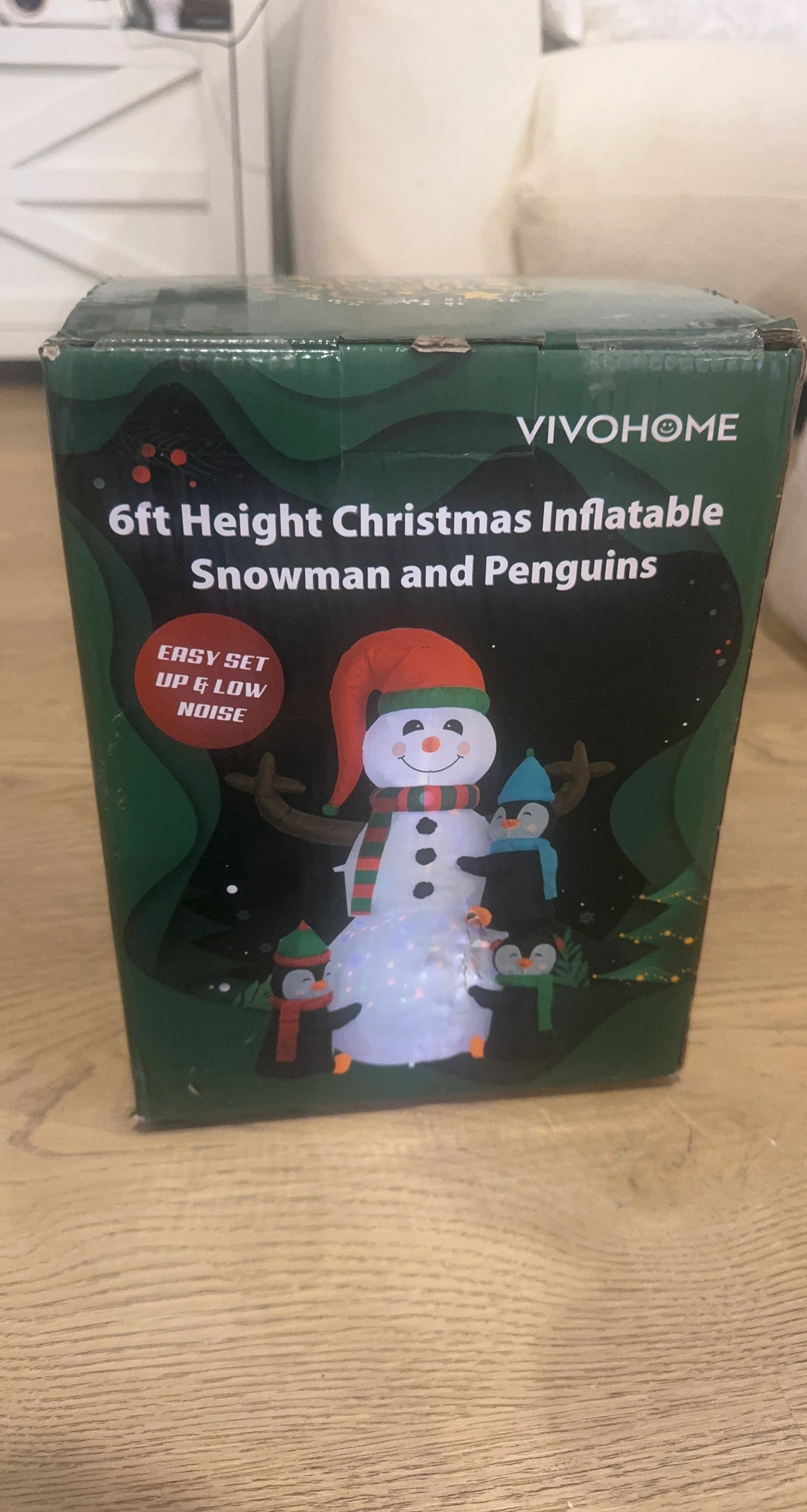 VIVOHOME 6ft Christmas Inflatable Snowman and Penguins
