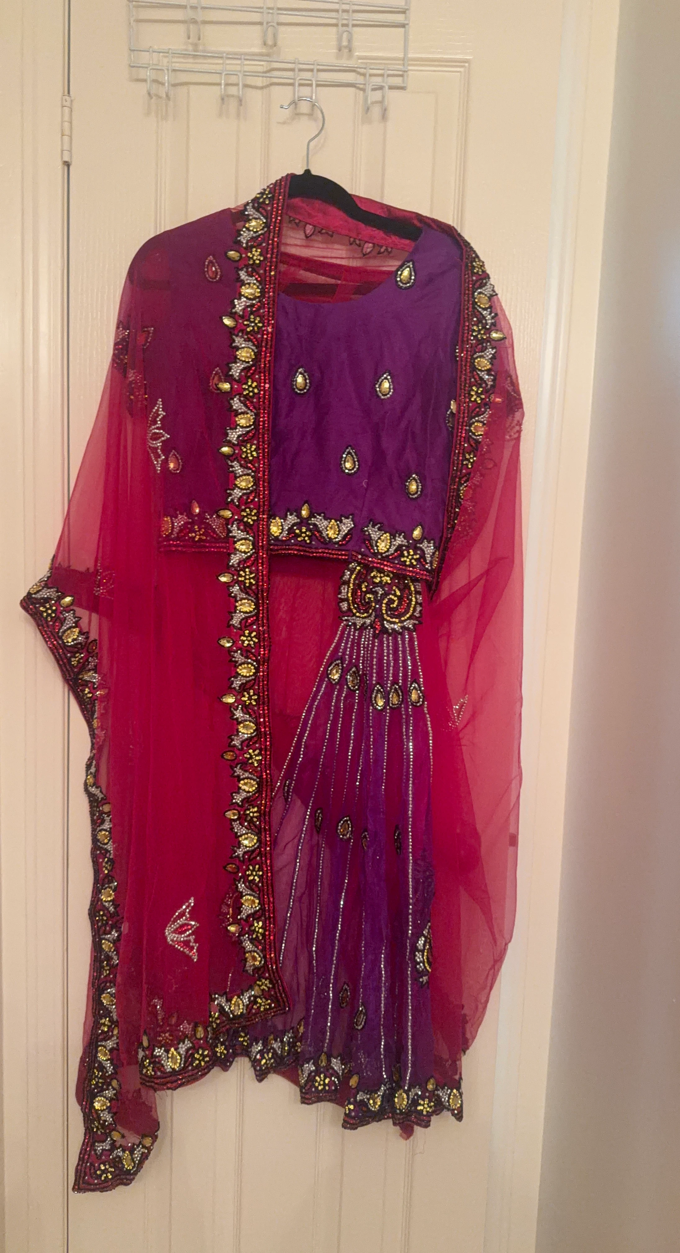 Purple and Pink Embellished Indian Lehenga Set
