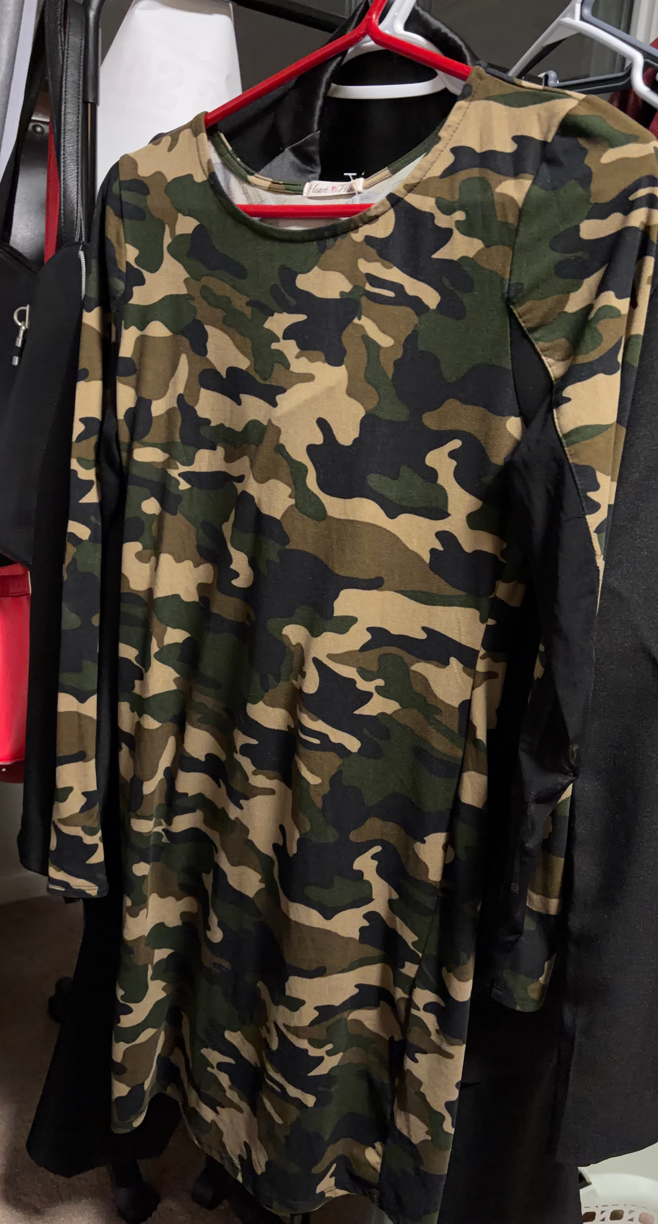 Heart & Hips Camo Long Sleeve Dress