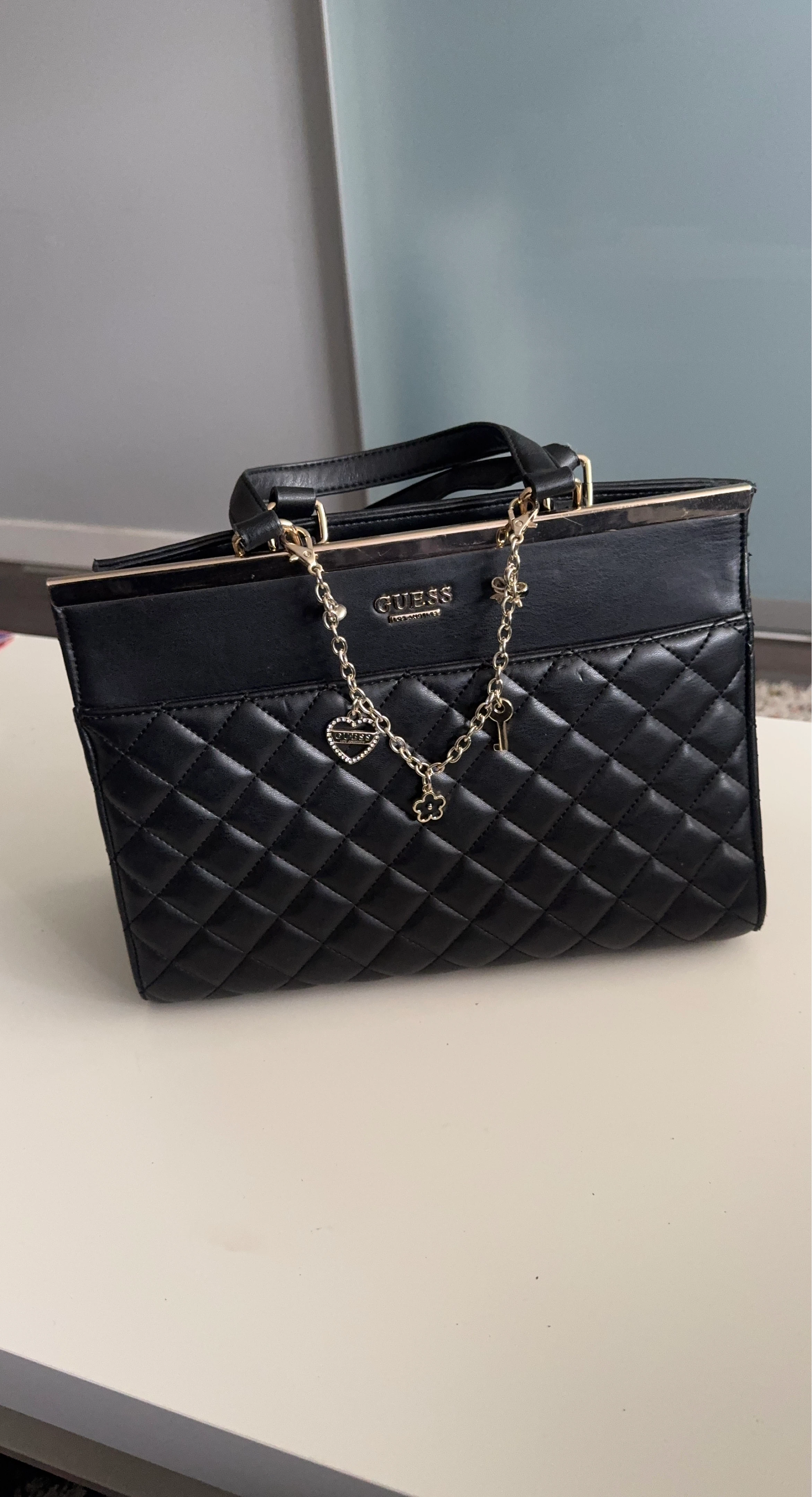 Guess Black Quilted Handbag