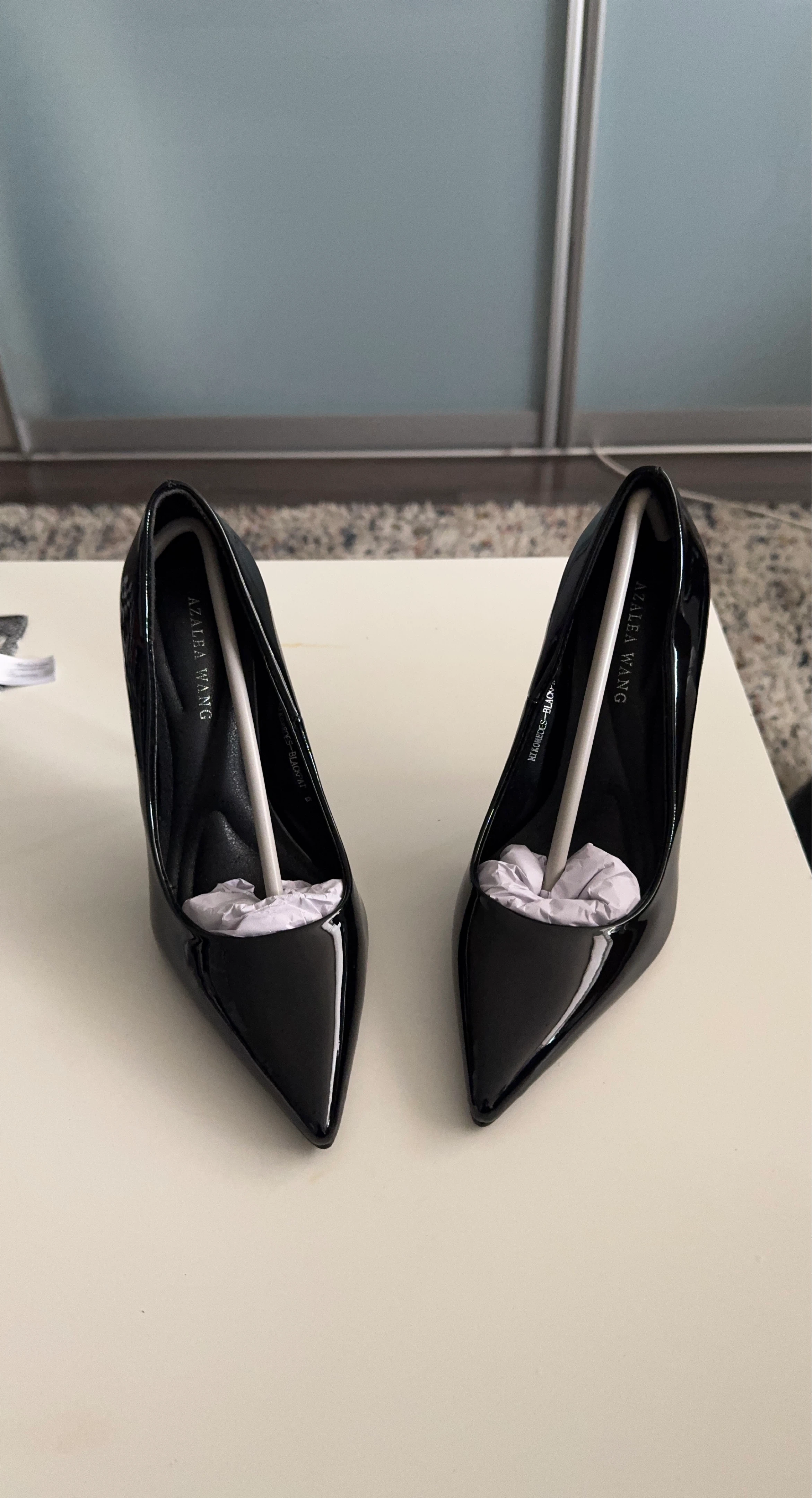 Azalea Wang Black Patent Stiletto Heels