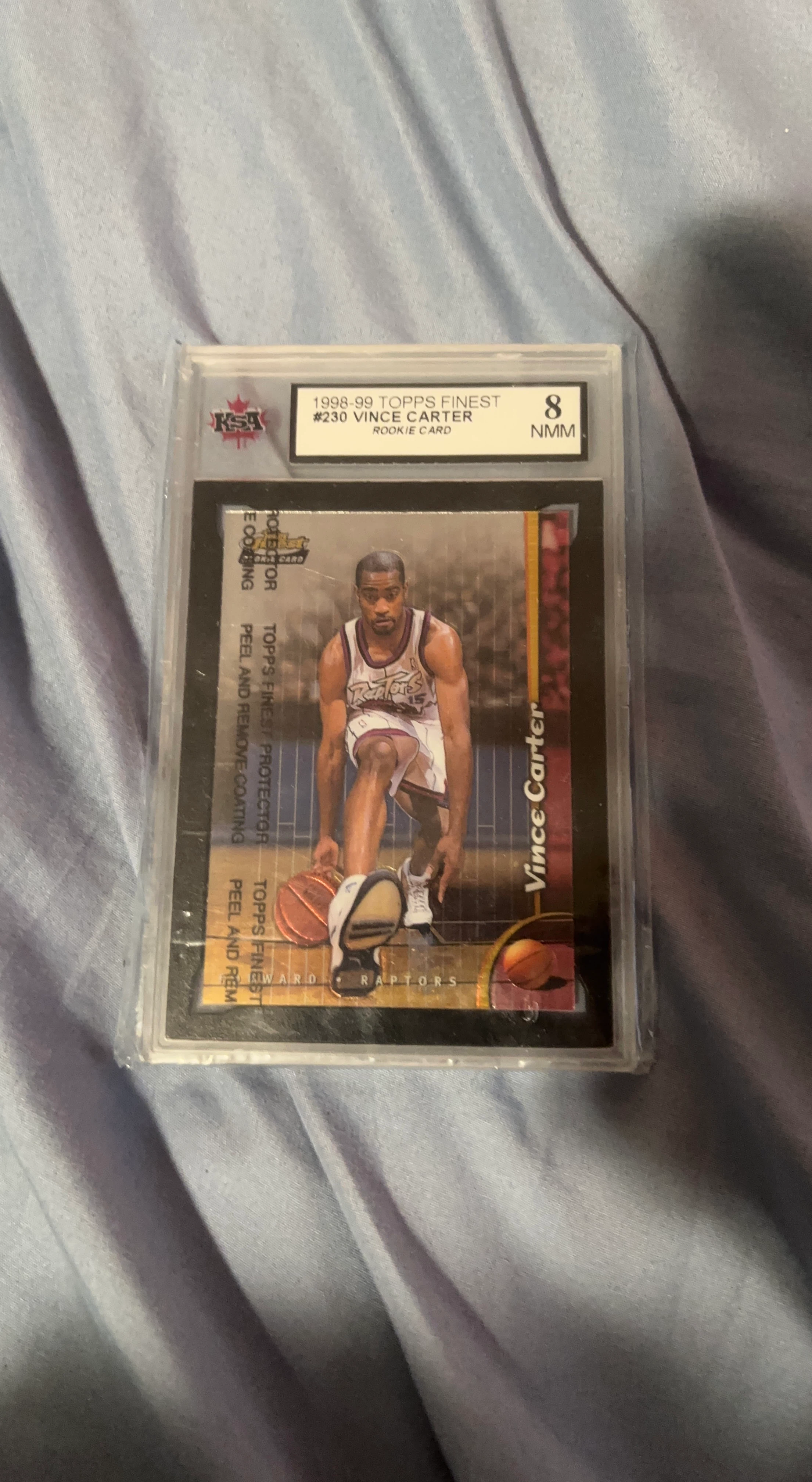 1998-99 Topps Finest Vince Carter Rookie Card KSA 8