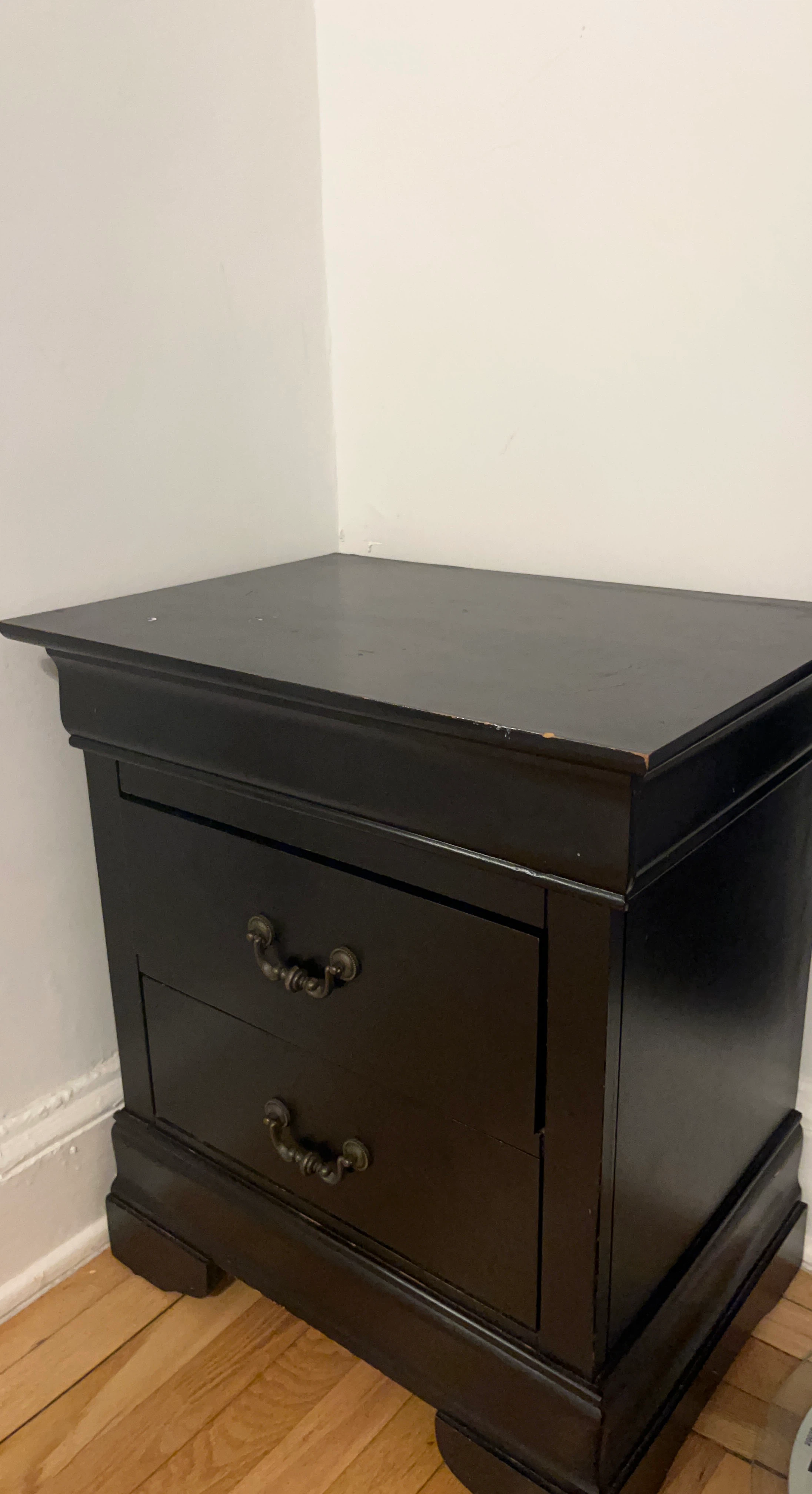Black Two-Drawer Nightstand