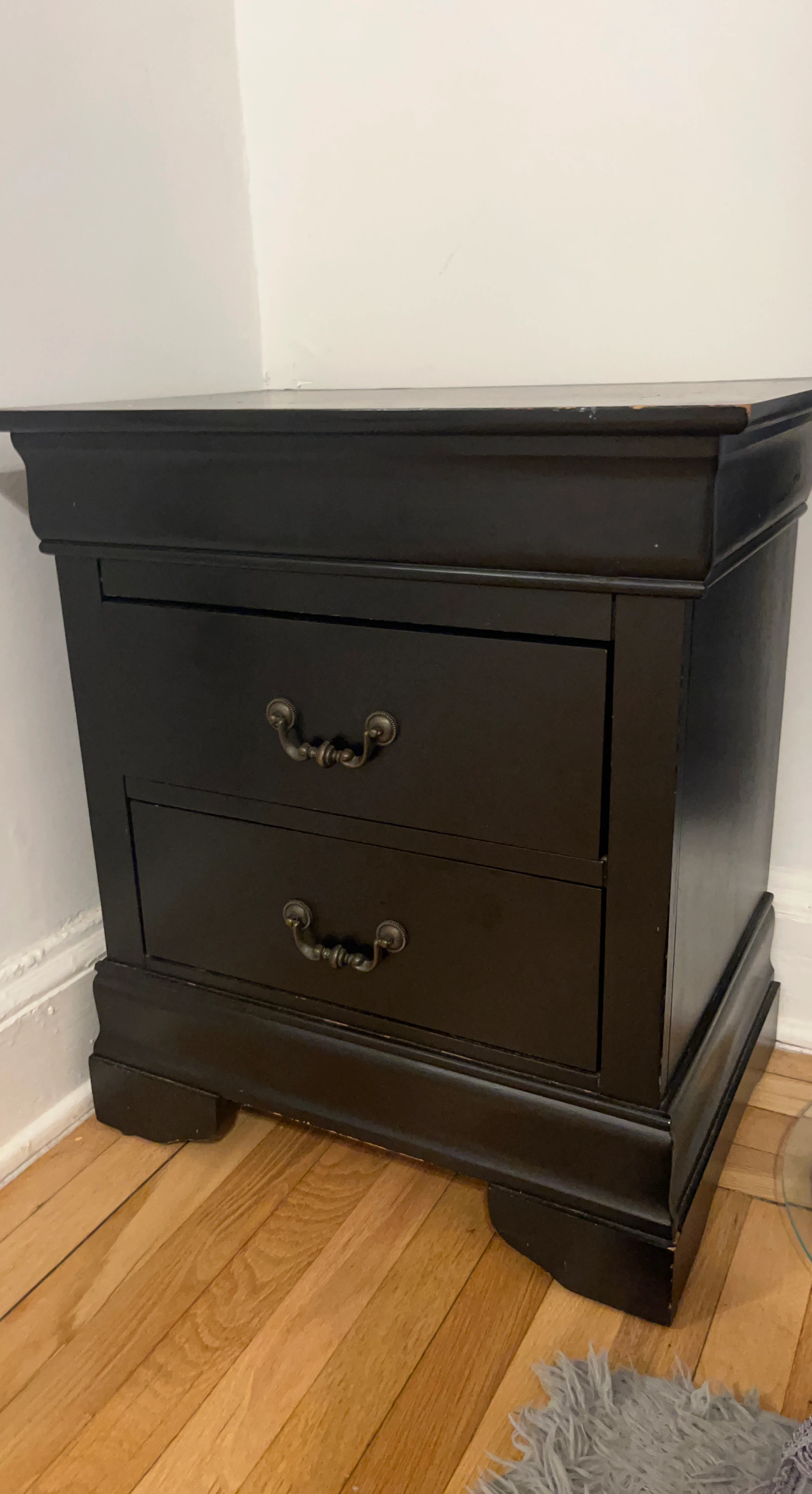 Black Two-Drawer Nightstand