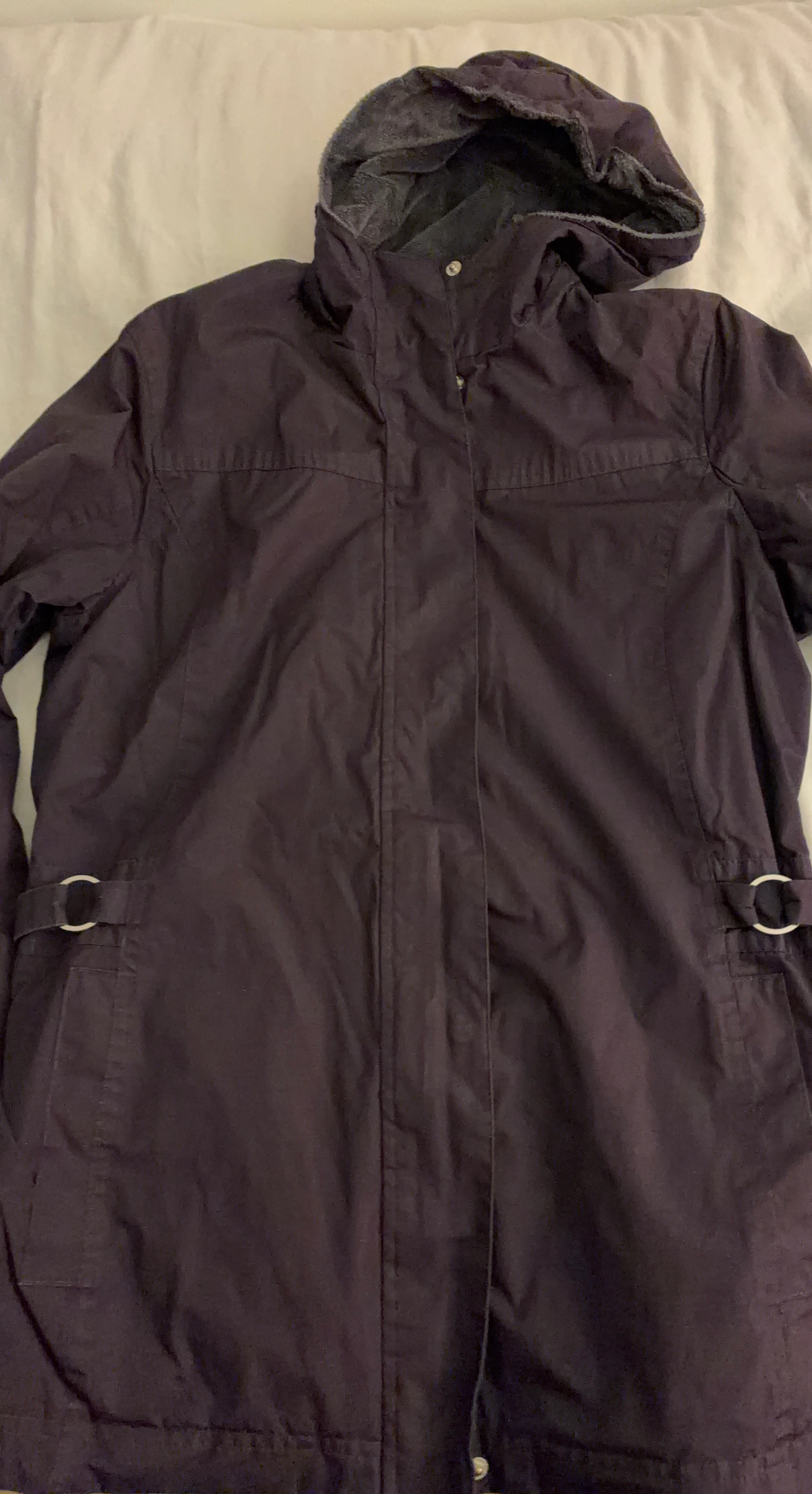 Reversible purple hooded jacket