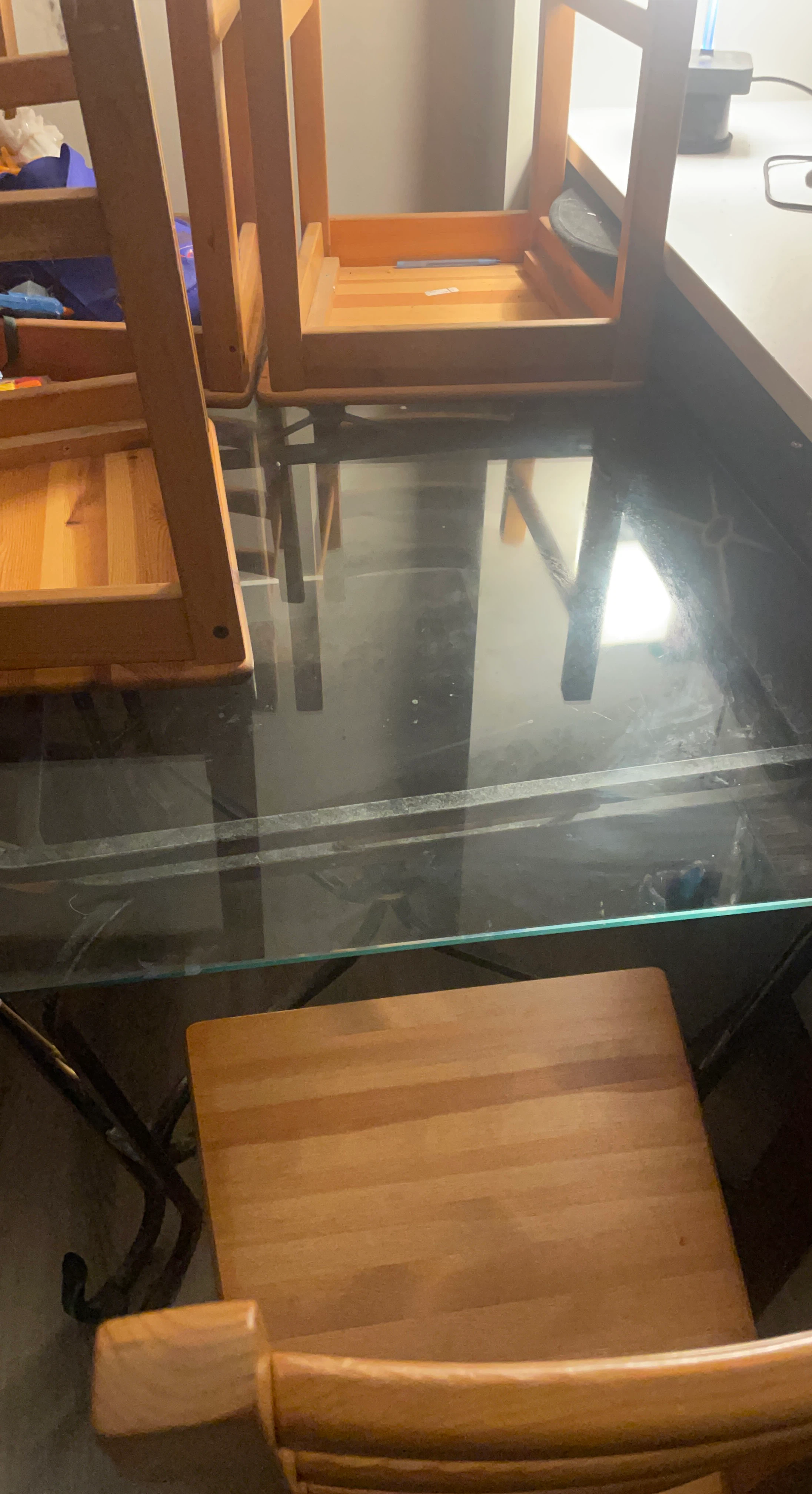 Glass Dining Table with Wooden Chairs