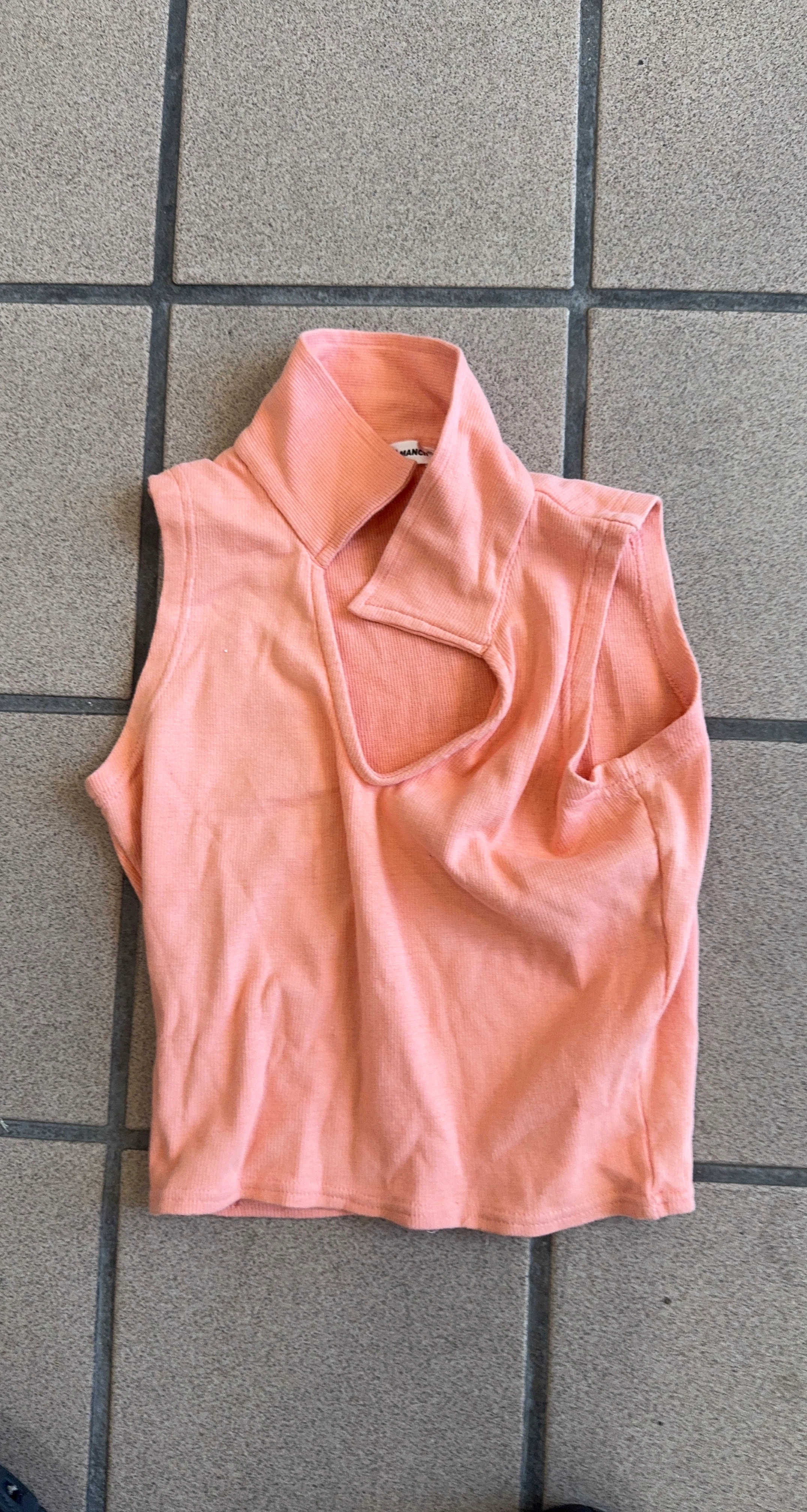 RED AMANCII Peach Sleeveless Ribbed Top