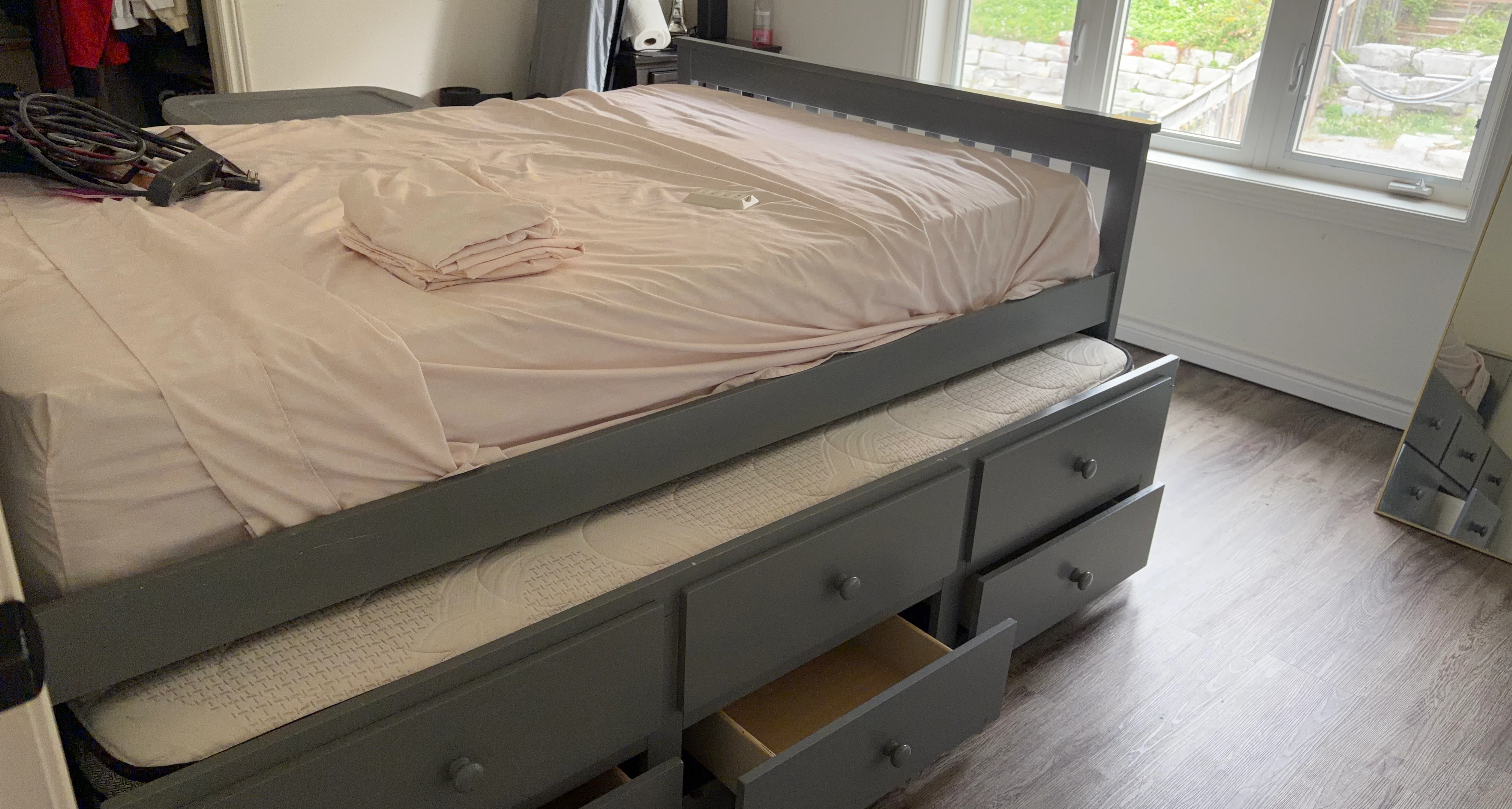 Grey Storage Bed with Trundle