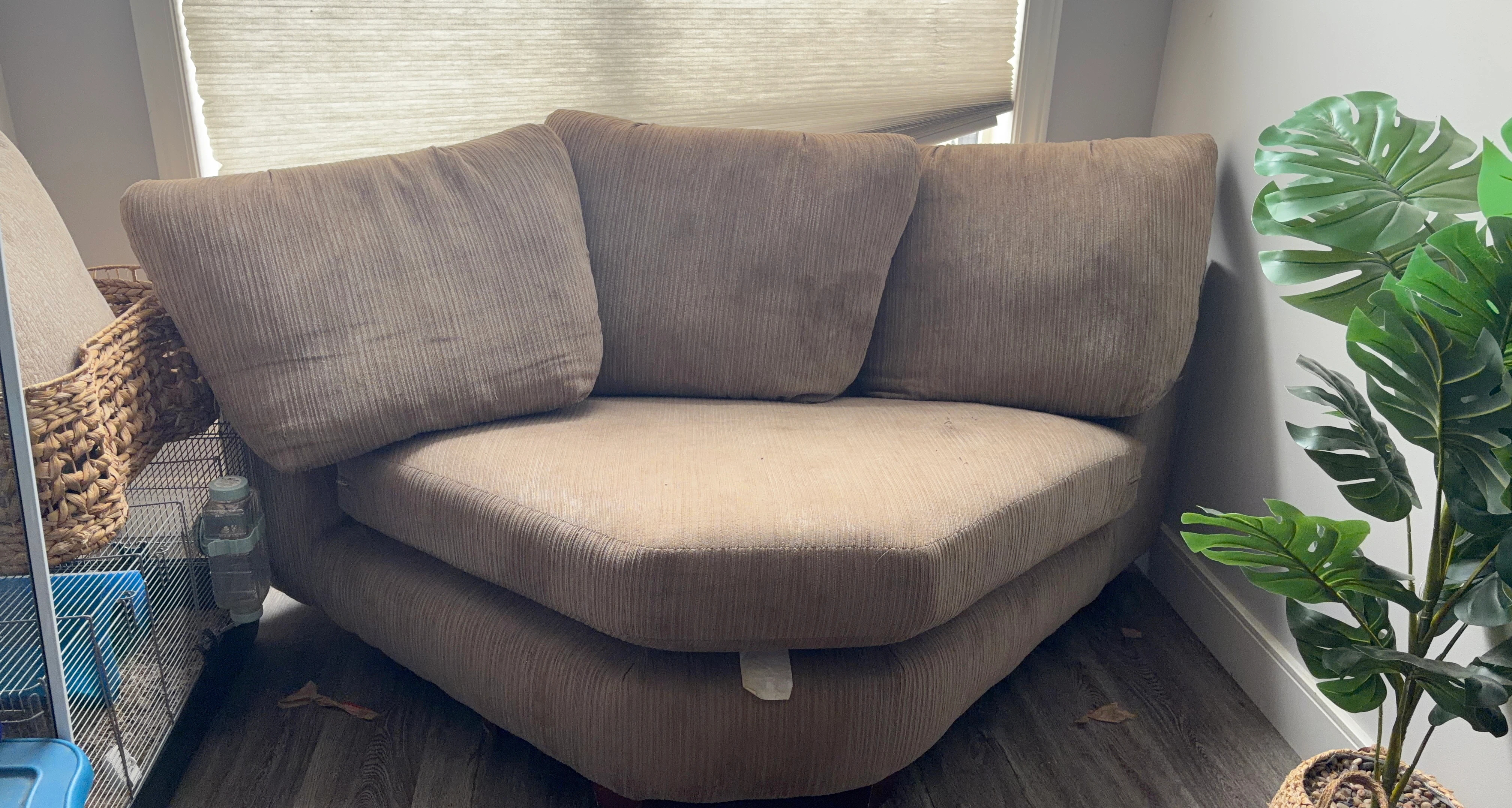 Beige Corduroy Corner Chair