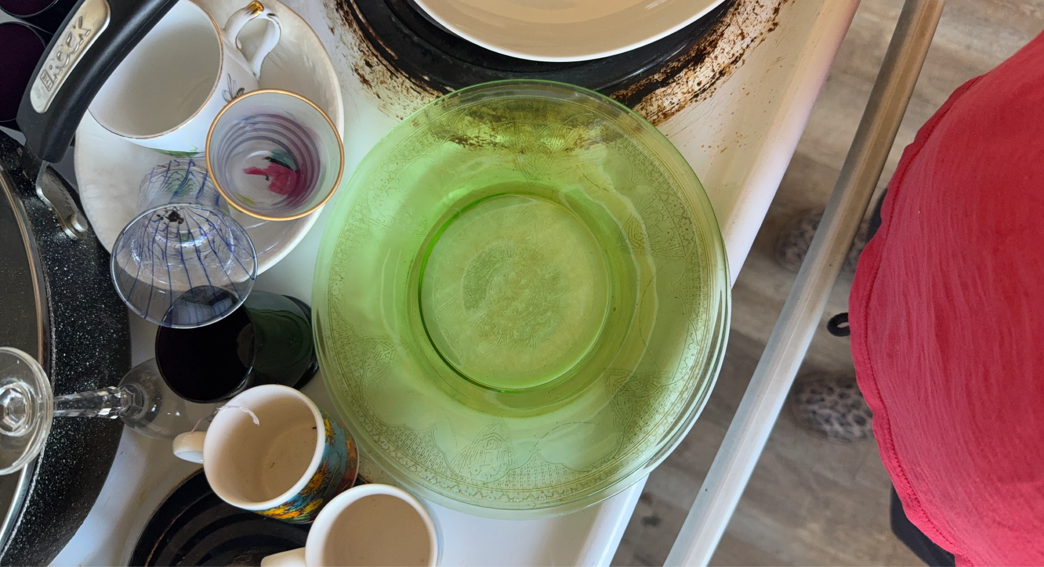 Vintage Green Depression Glass Plate