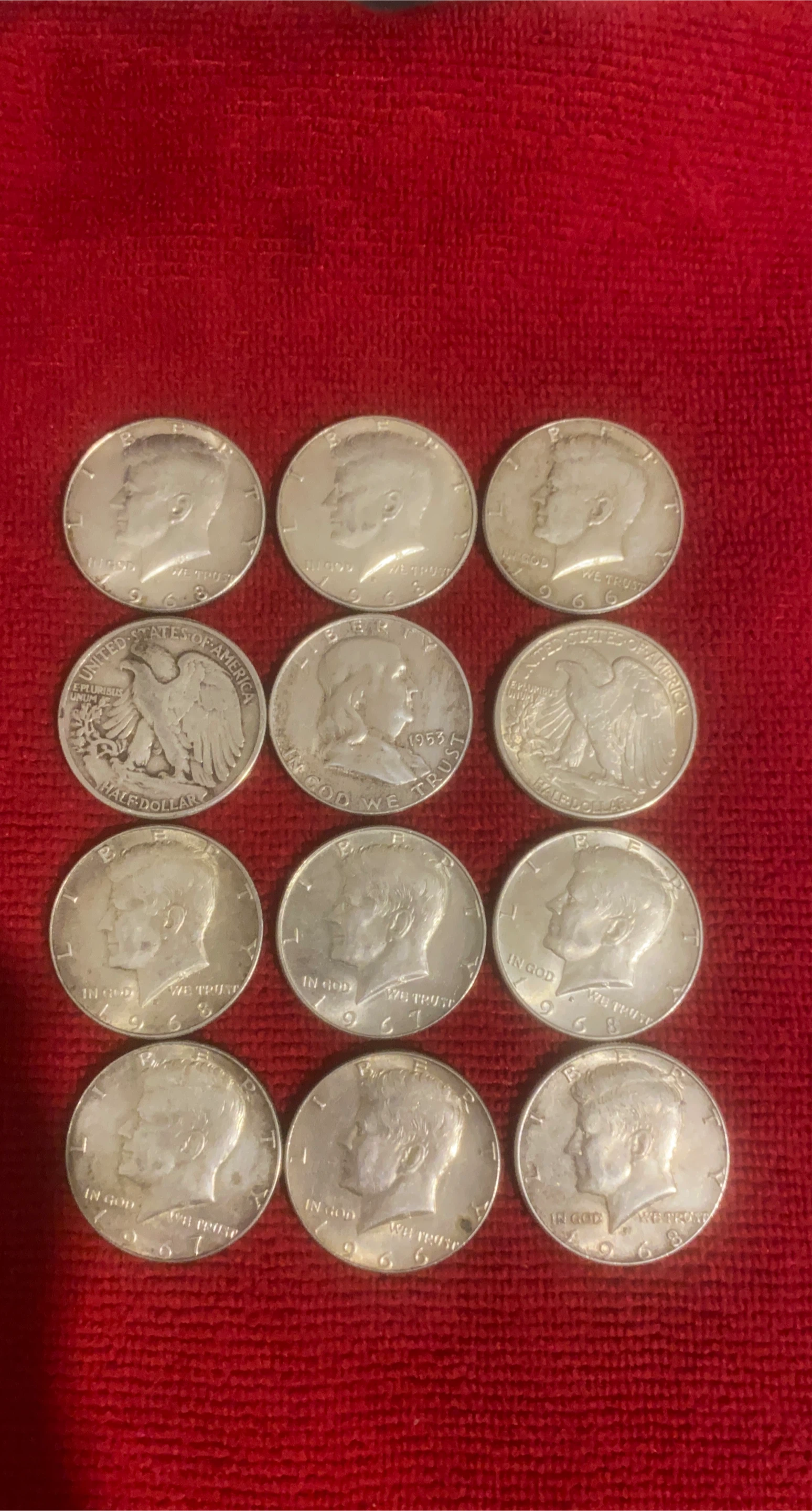 Collection of 12 Half-Dollar silver Coins