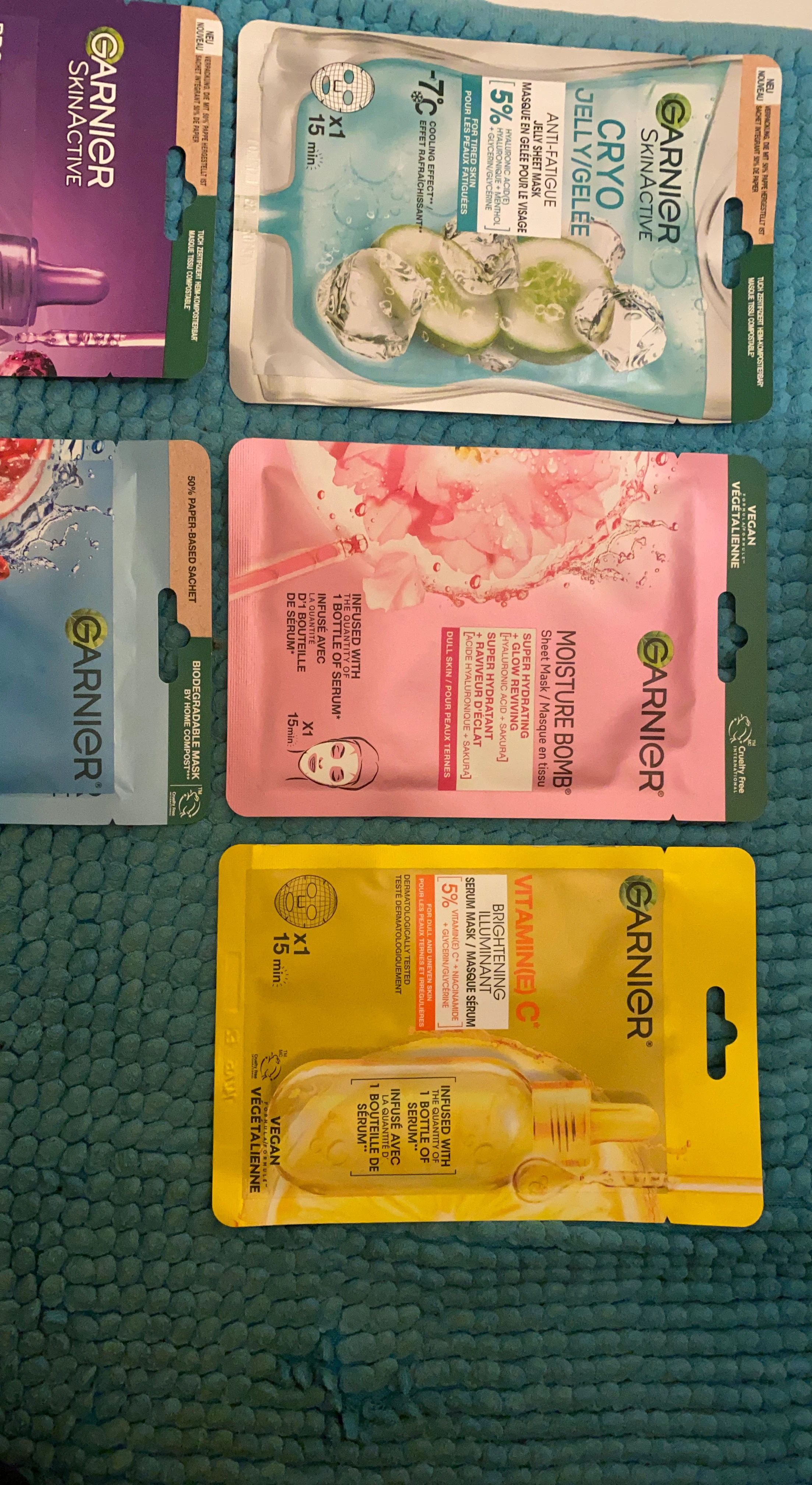 Lot of 7 Garnier SkinActive Face Sheet Masks