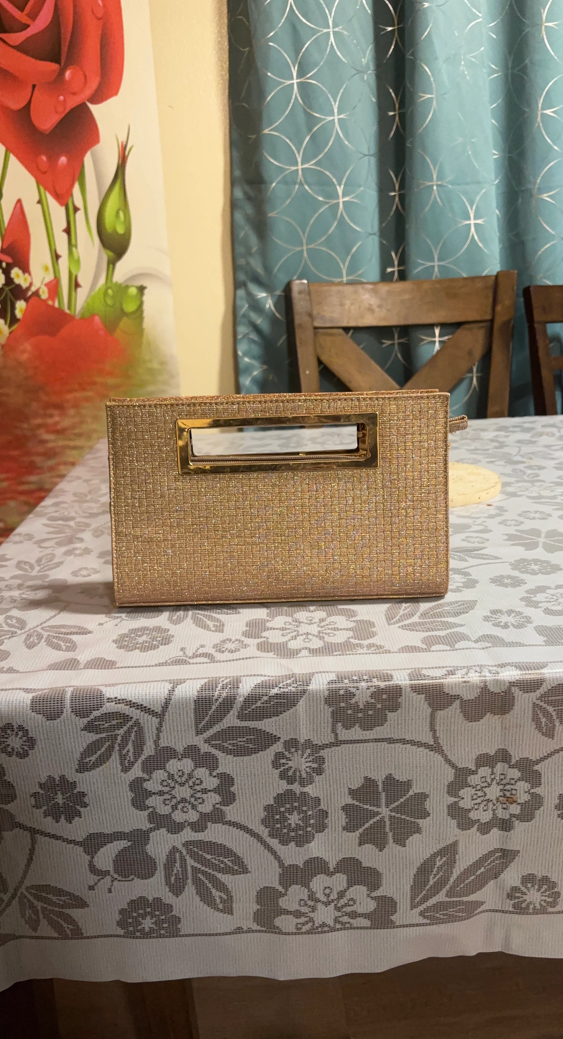 Gold Glitter Clutch Bag
