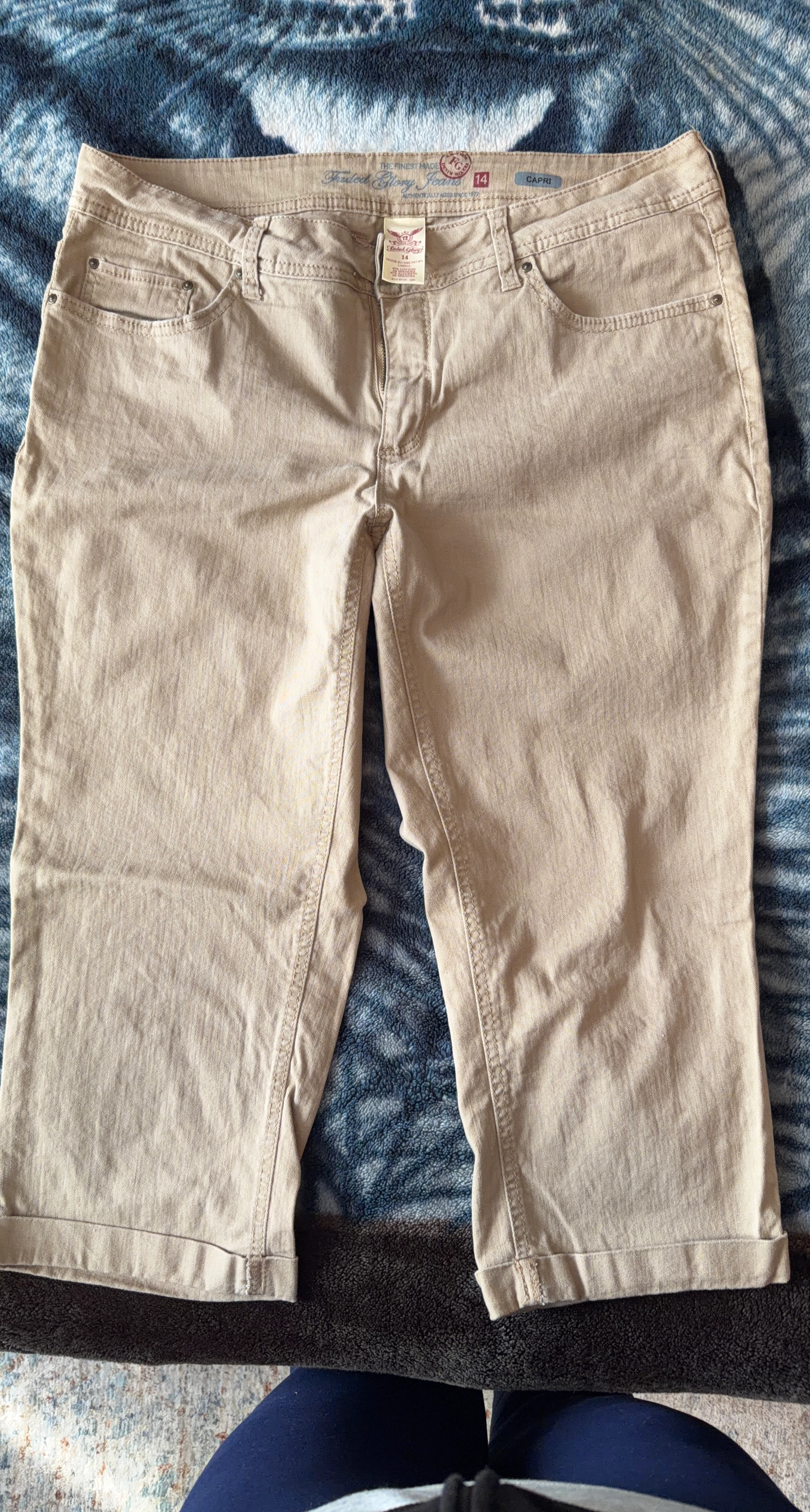 Faded Glory Tan Capri Jeans Size 14