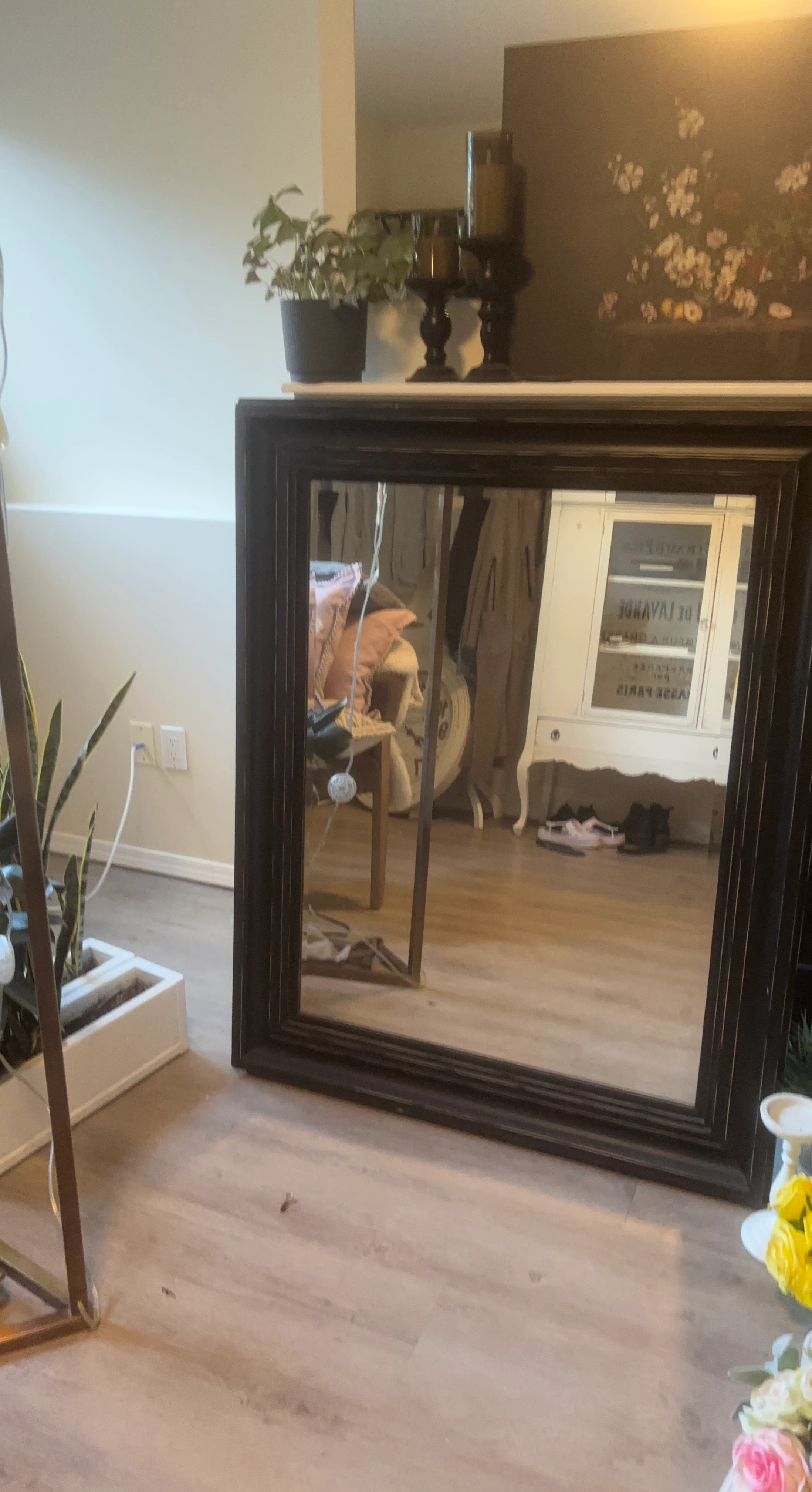 Large Black Framed Wall Mirror