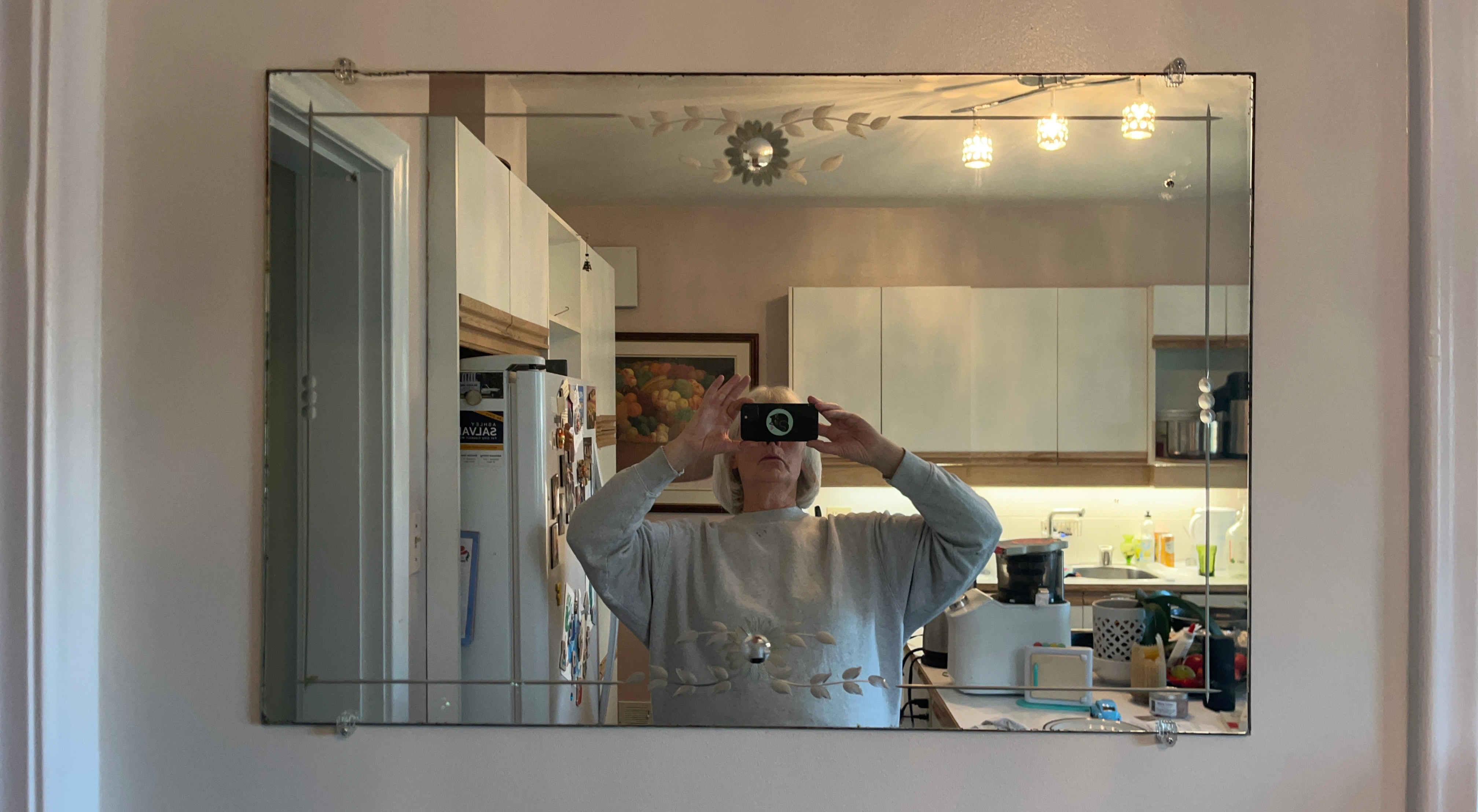 Large Wall Mirror with Etched Floral Detail