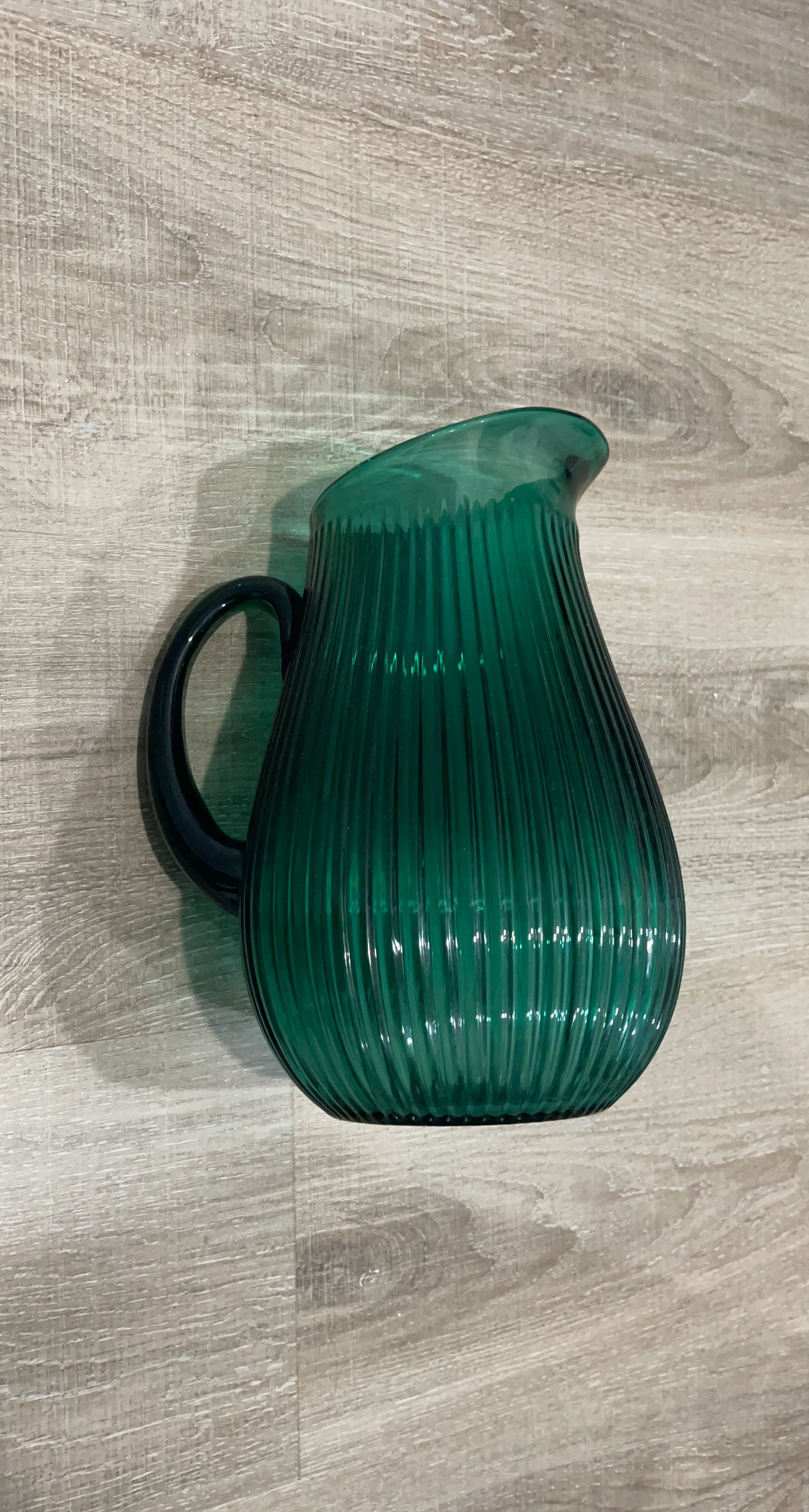 Emerald Green Hand-Made Glass Pitcher - photo 2