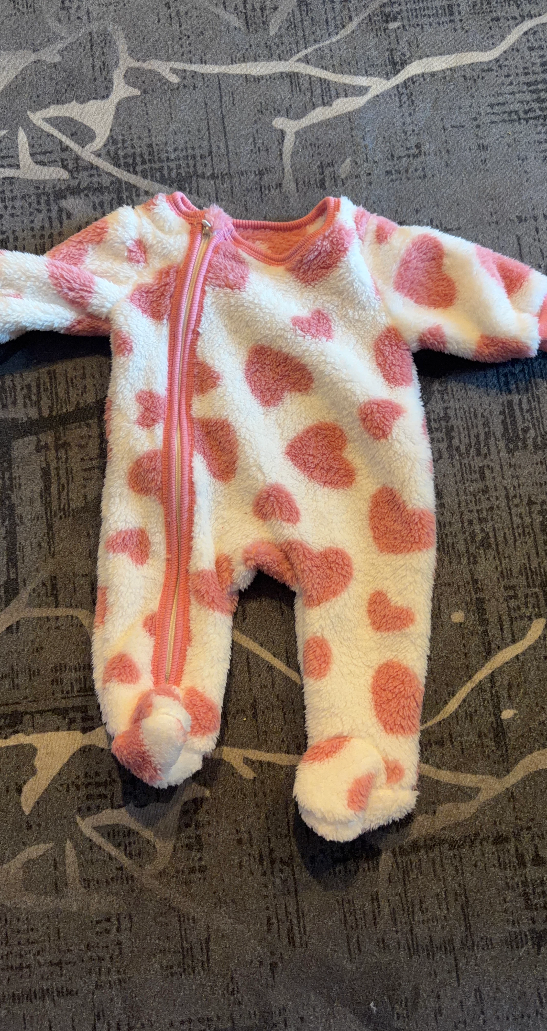 Fleece Hearts Baby Onesie