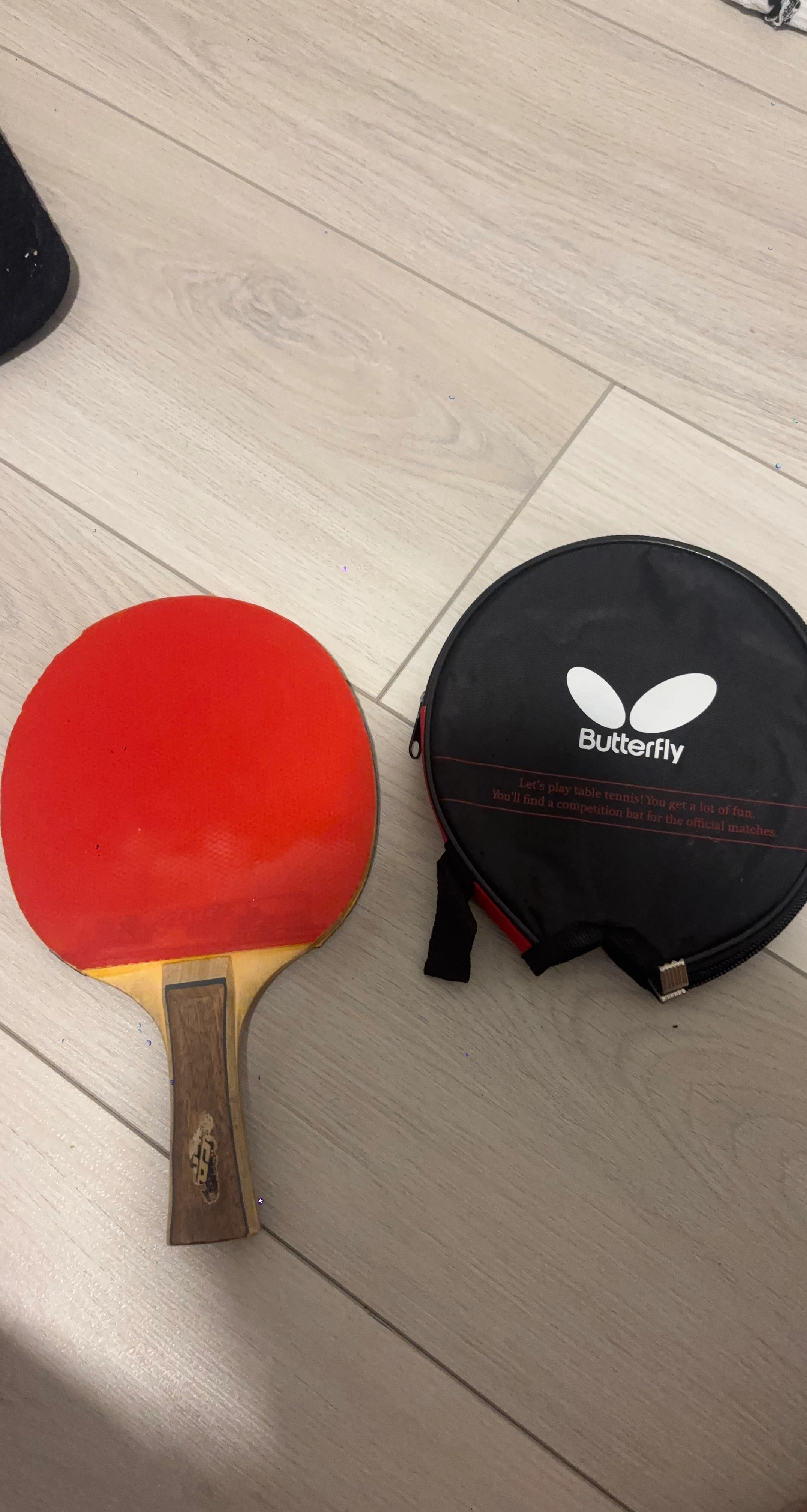 Table Tennis Racket (used hurricane3 both sides) and Case