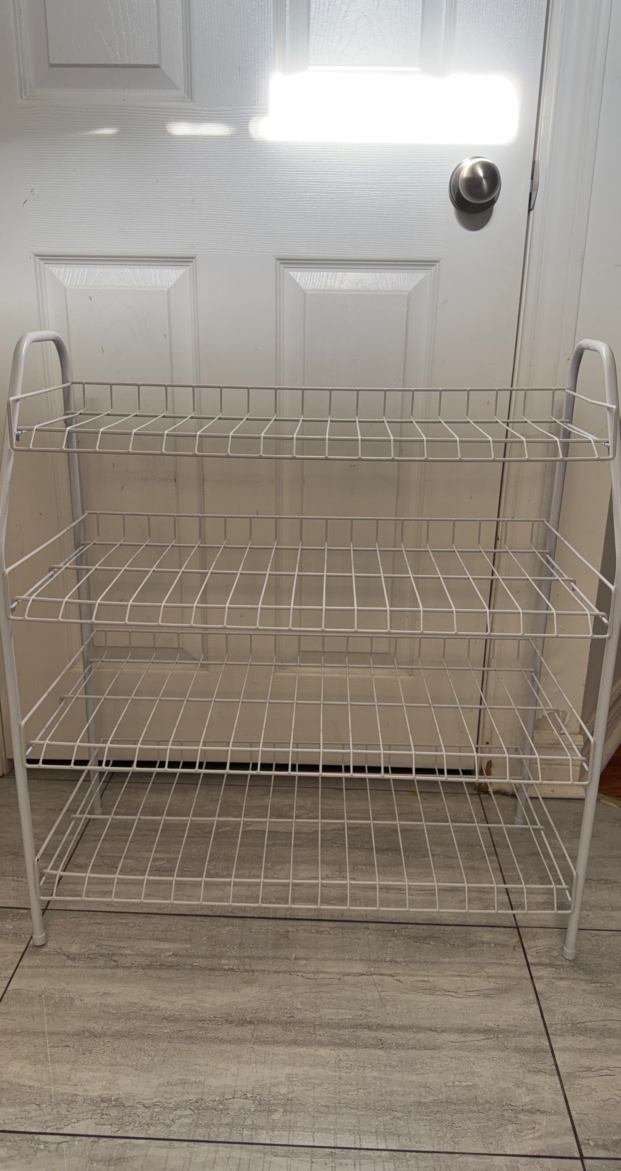 White 4-Tier Wire Shoe Rack