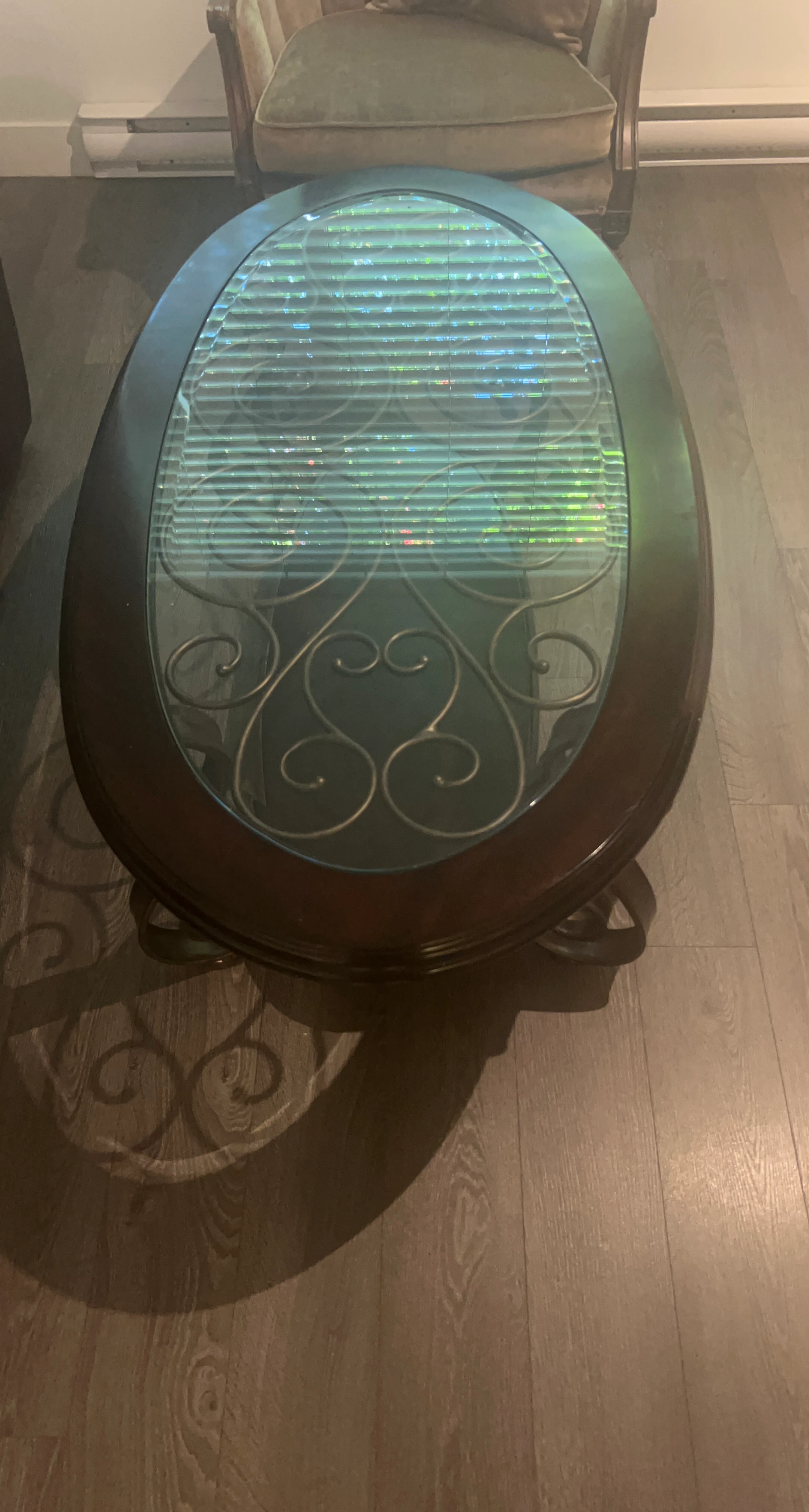 Oval Glass Top Coffee Table