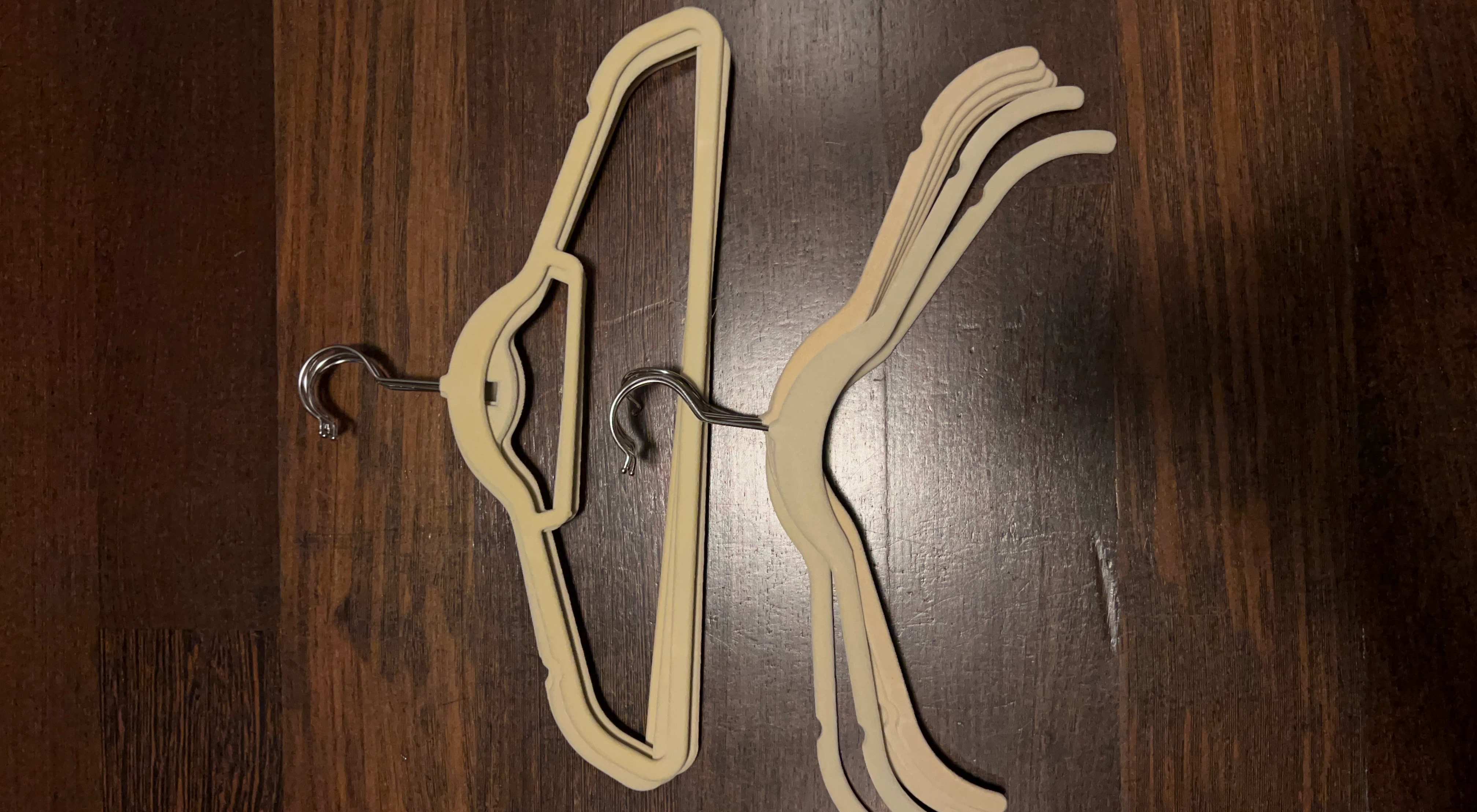 Set of 12 Beige Velvet Clothes Hangers