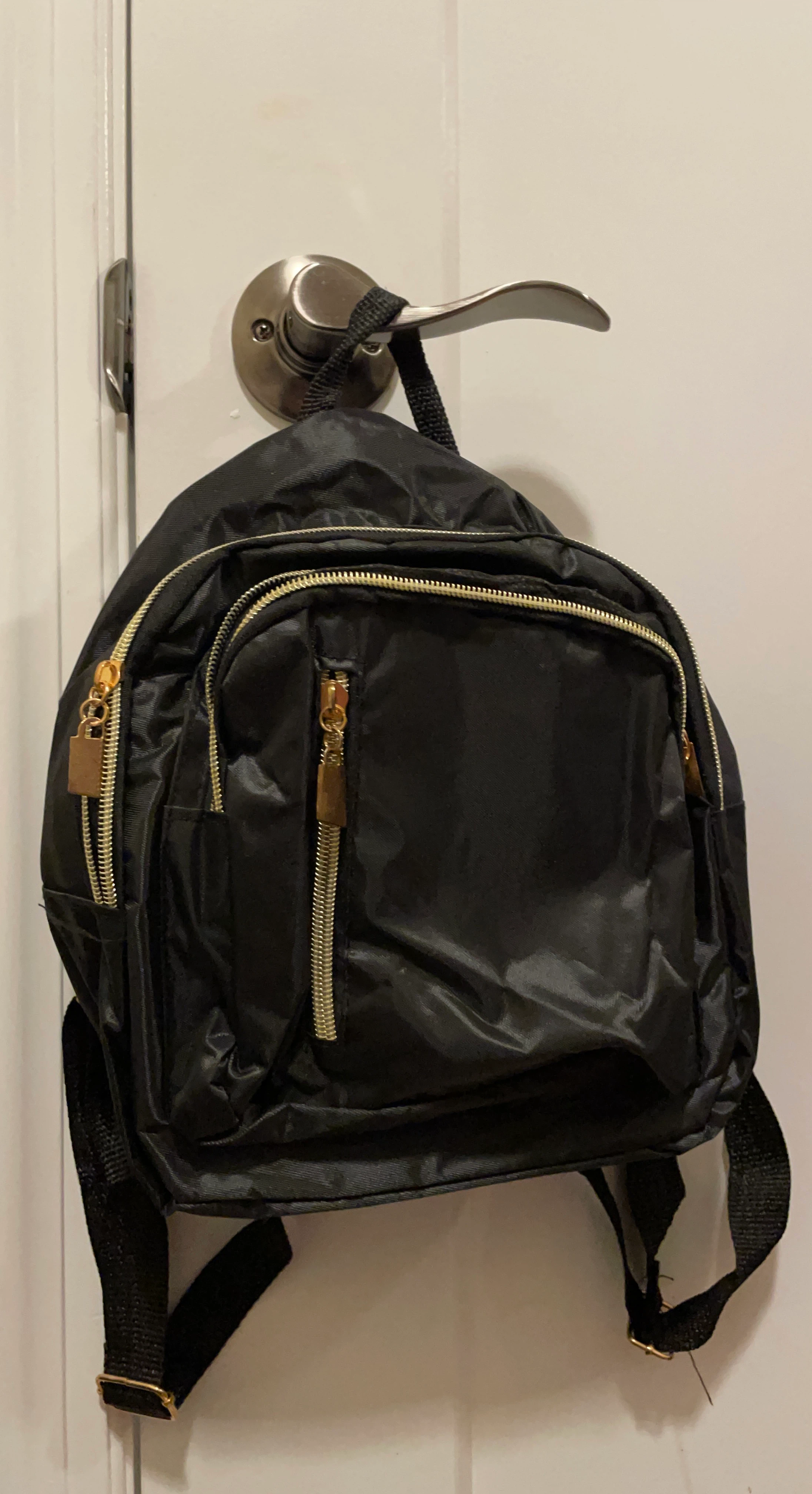 Black Nylon Mini Backpack