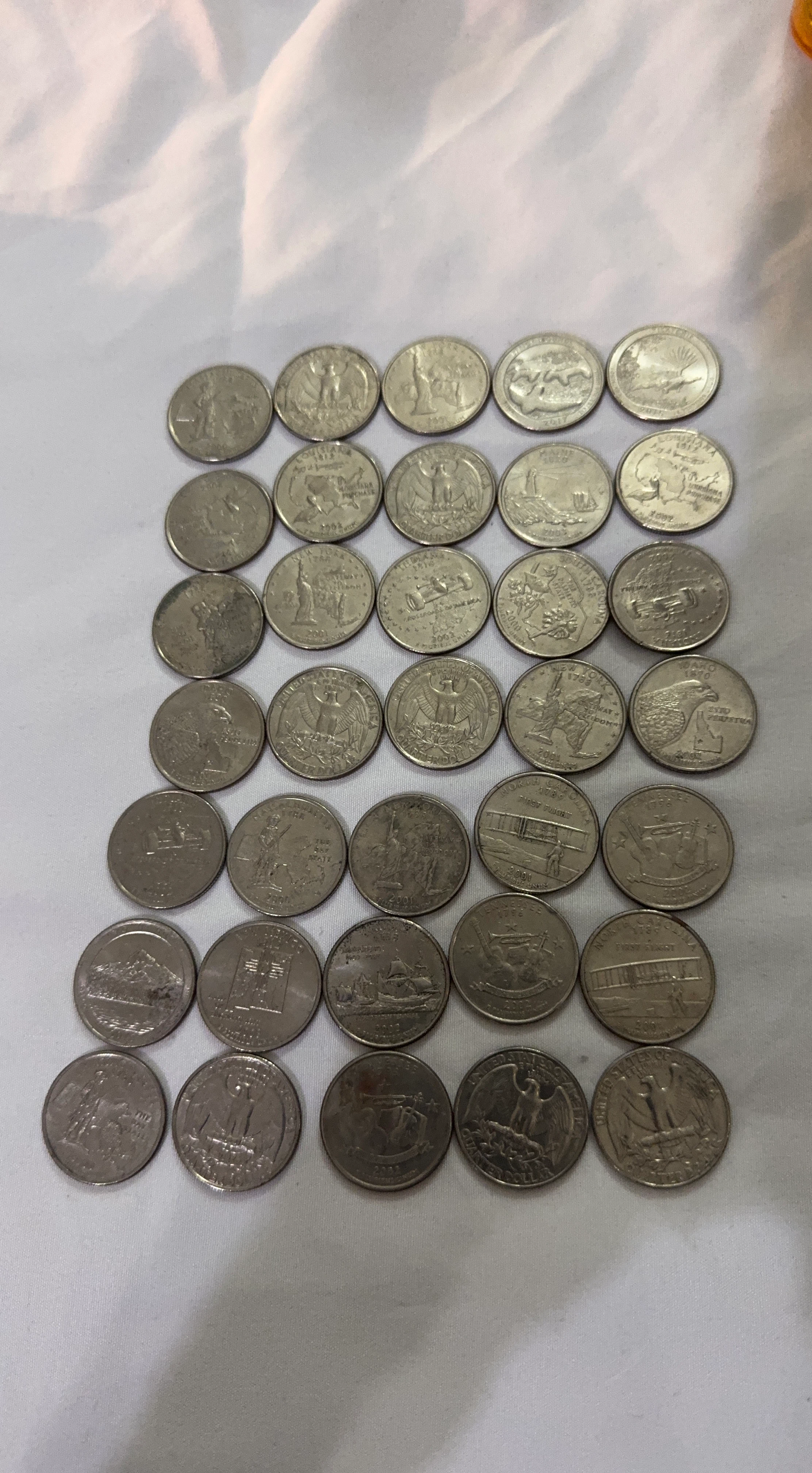 Collection of 35 United States State Quarters