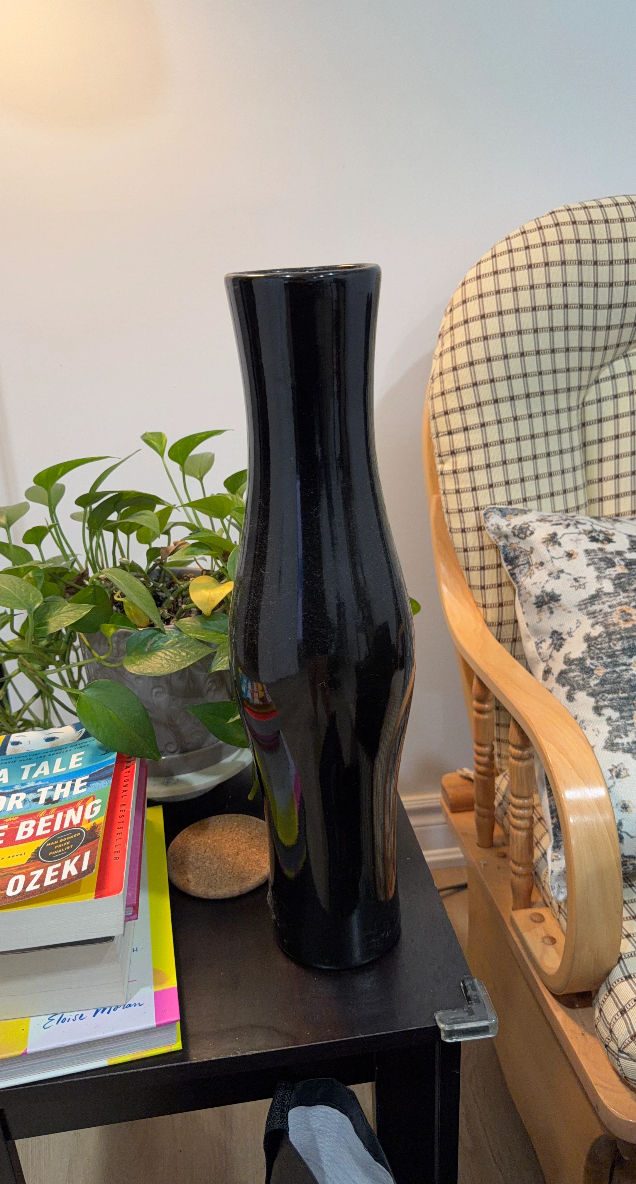 Tall Black Glass Vase