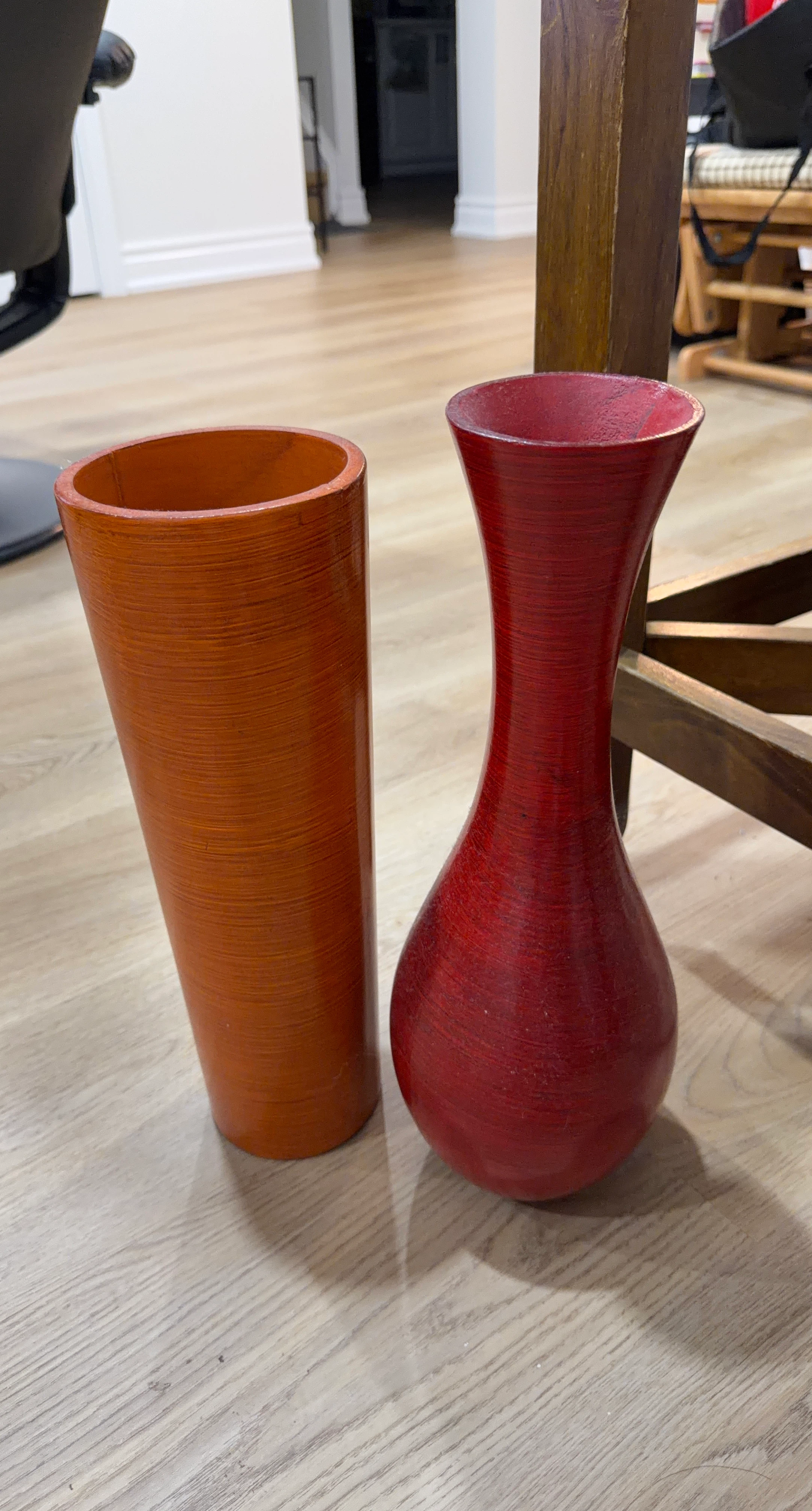 Set of Two Decorative Wooden Vases