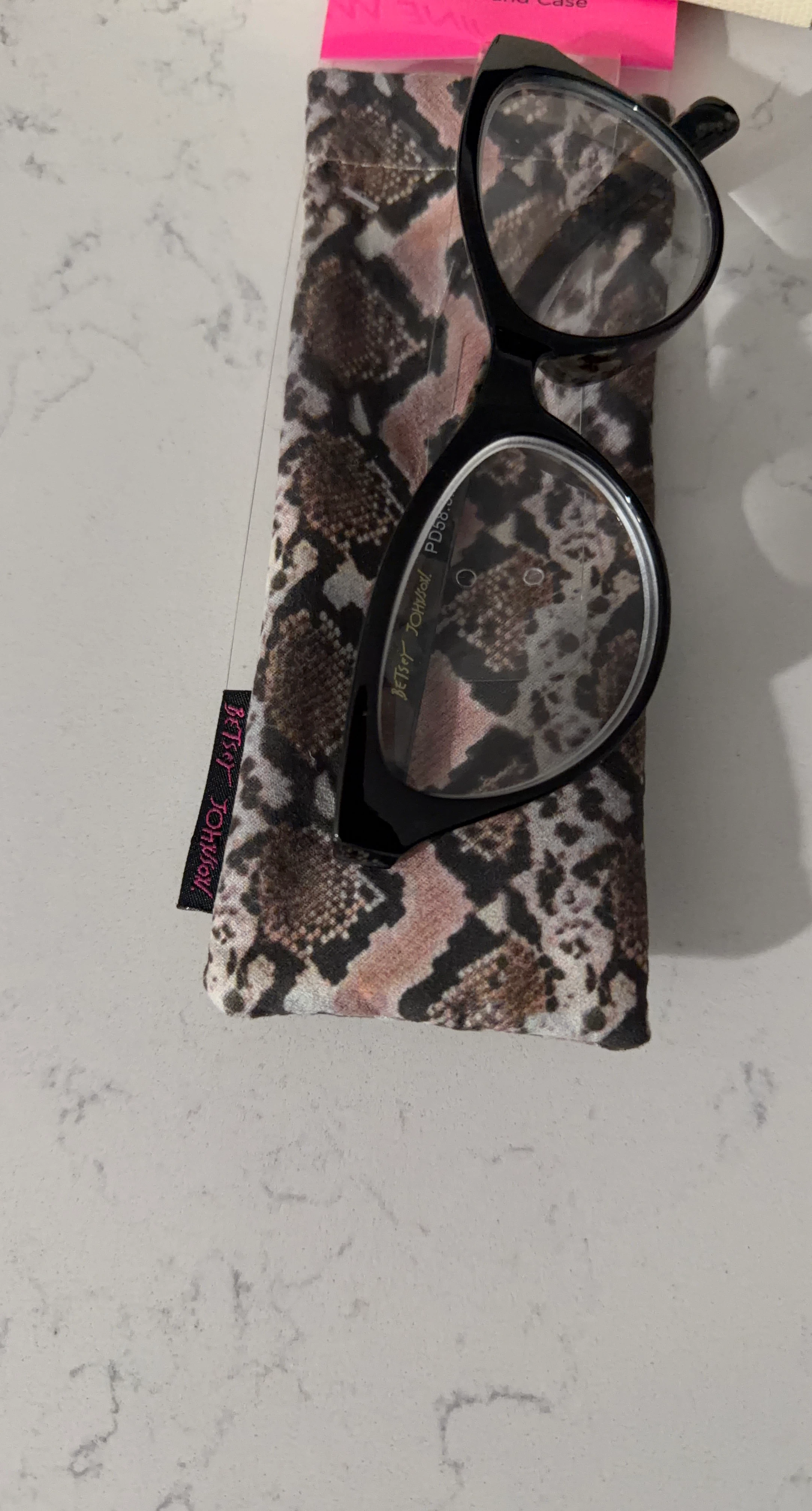 Betsey Johnson Eyeglasses with Snakeskin Pattern Case