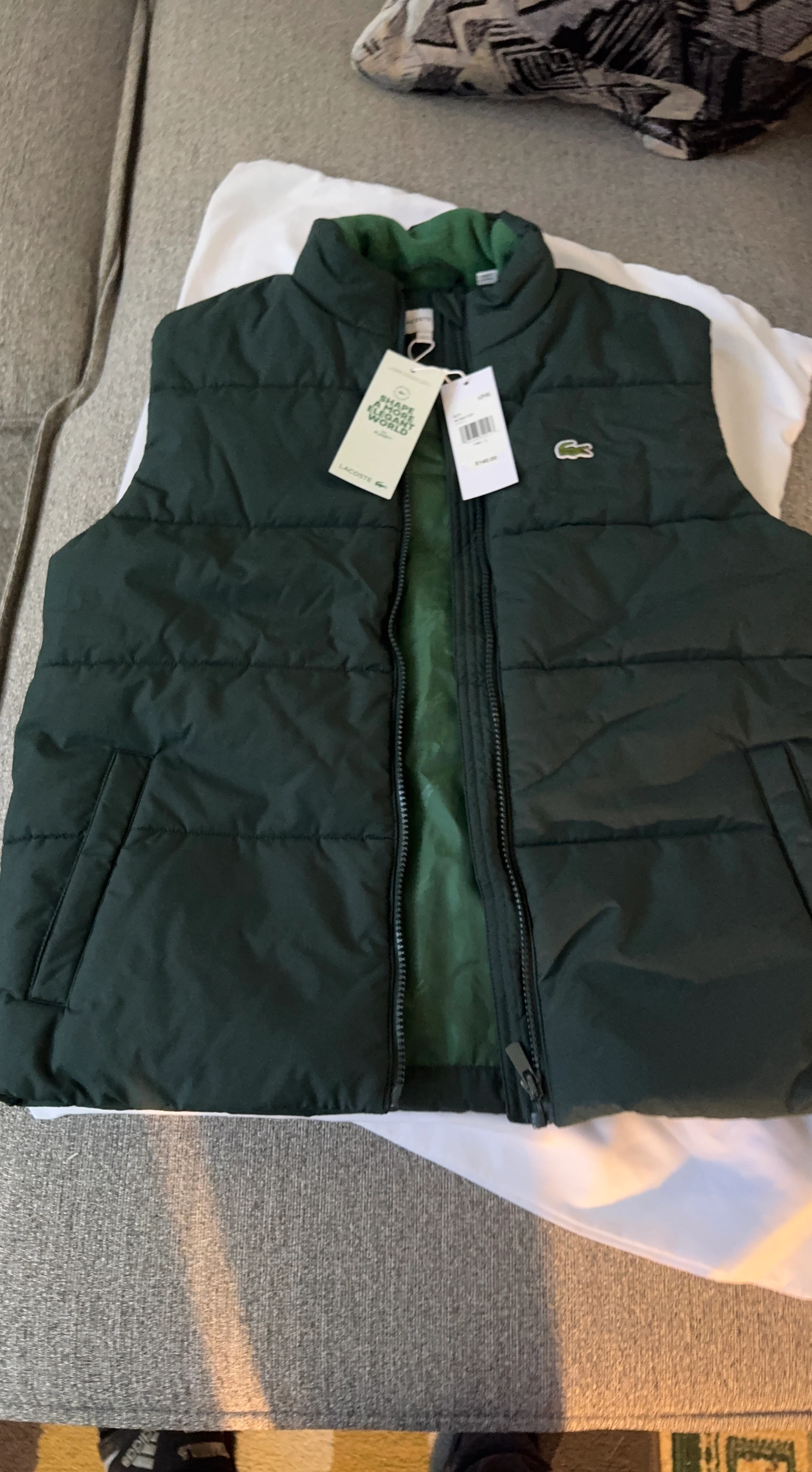 Lacoste Quilted Vest Dark Green