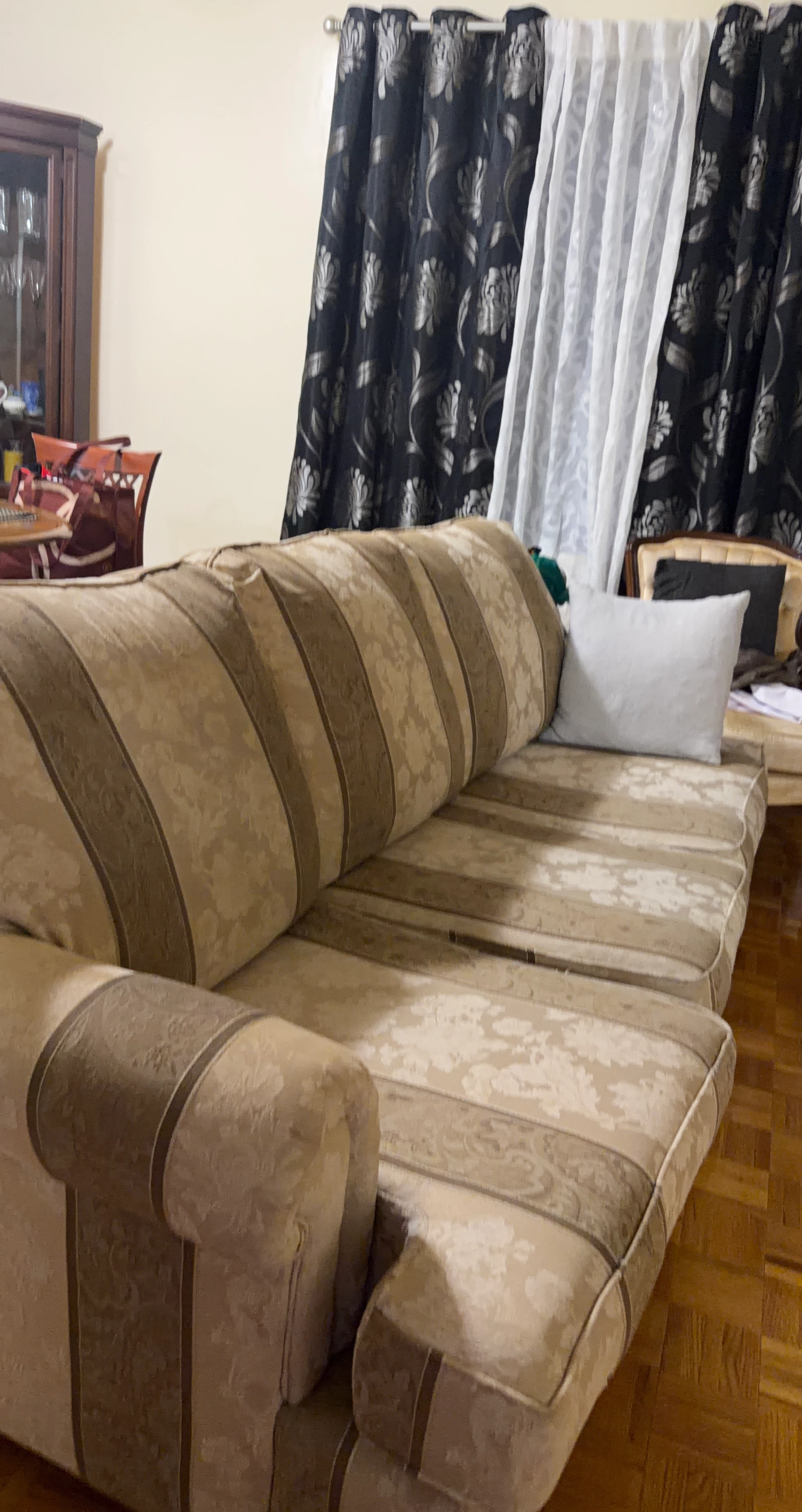 Beige and Brown Patterned Sofa