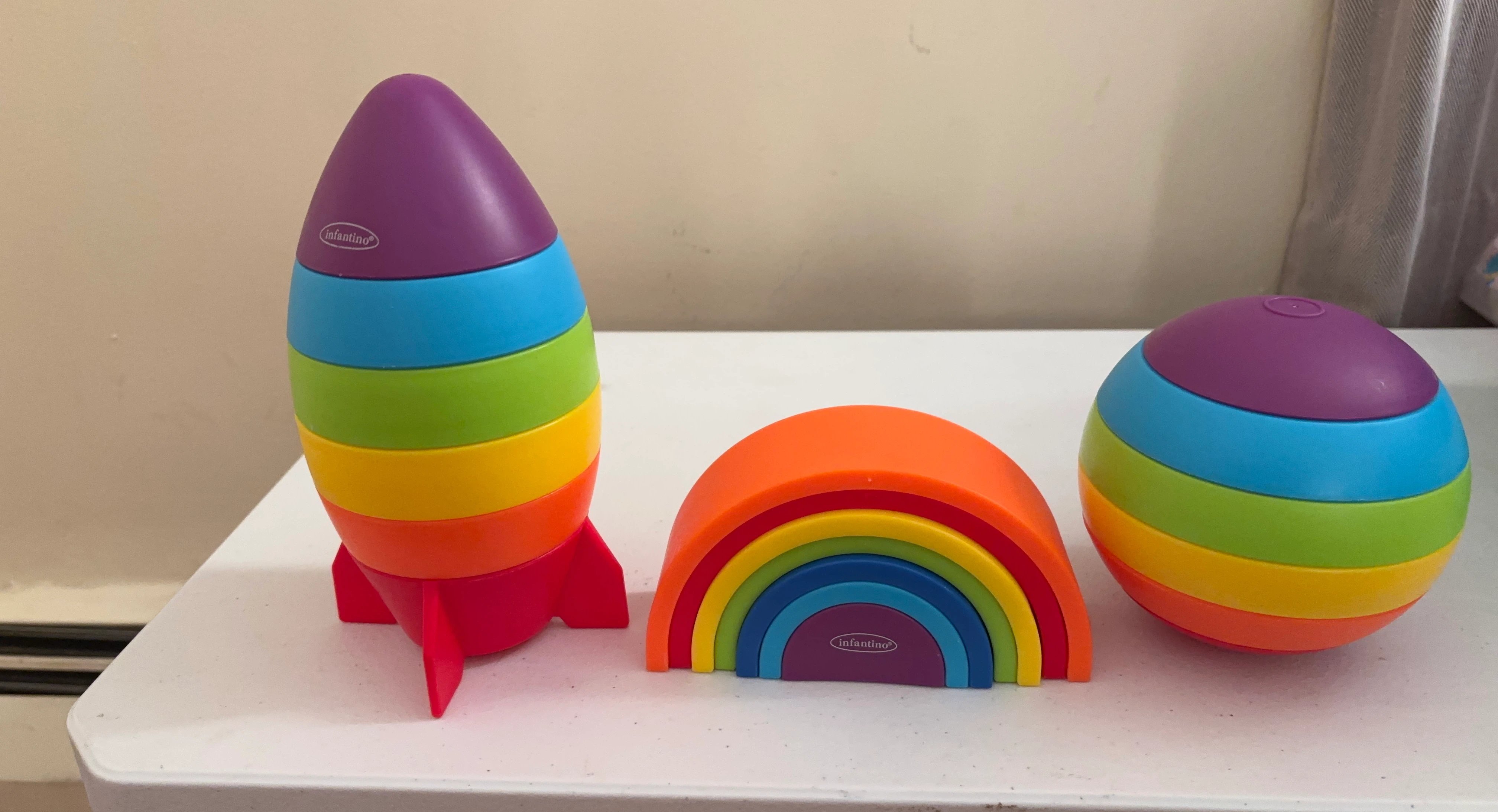 Infantino Stacking Rocket, Rainbow and Sphere Set