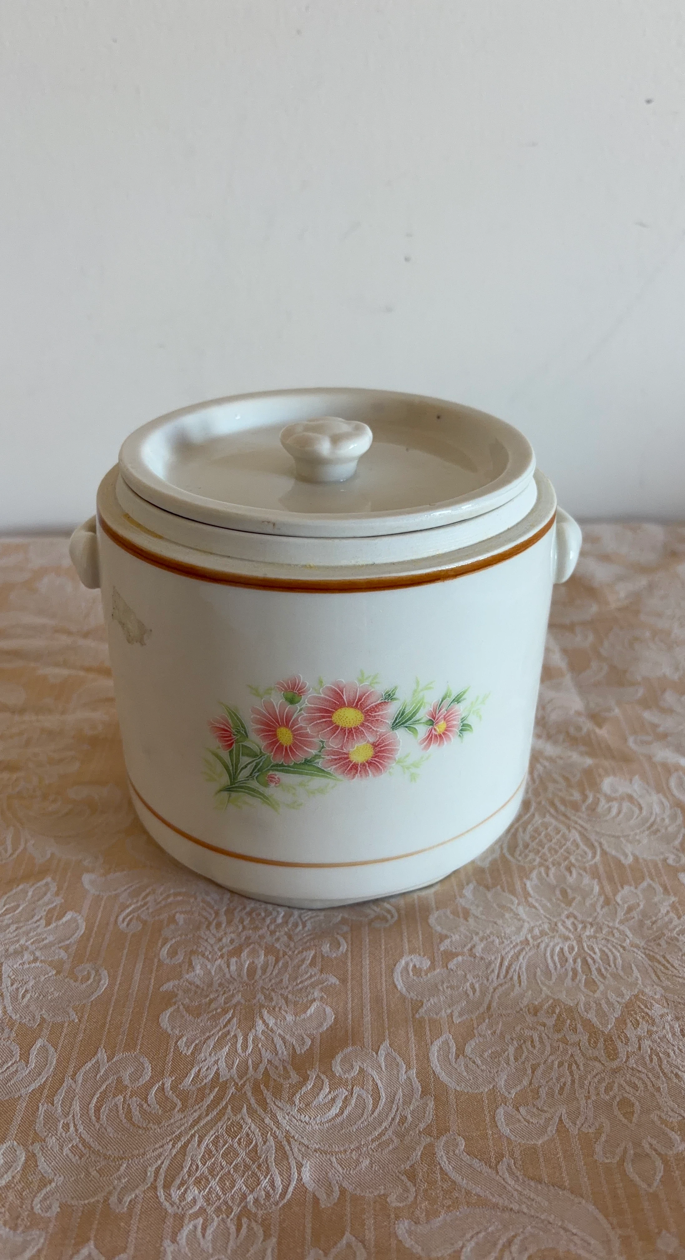 Vintage Floral Ceramic Jar with Lid