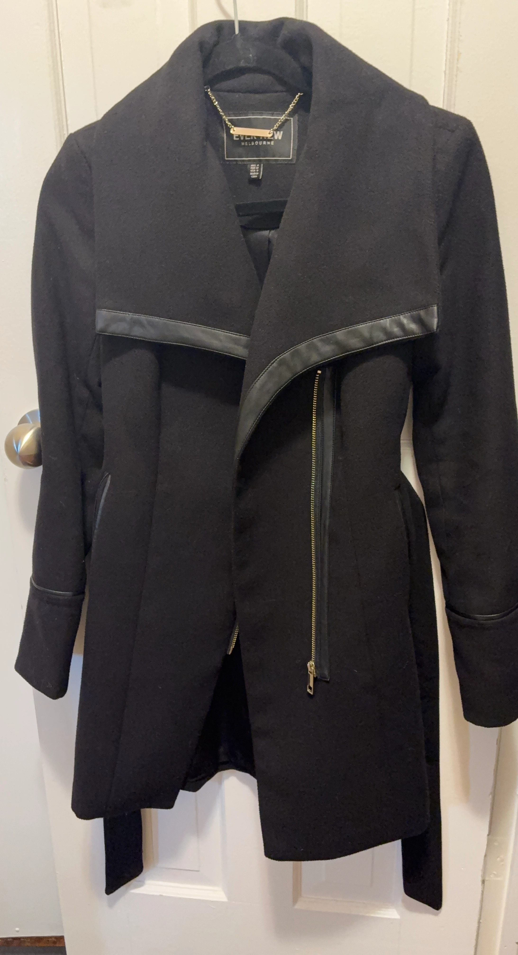 EVERNEW Melbourne black wool coat moving out sale