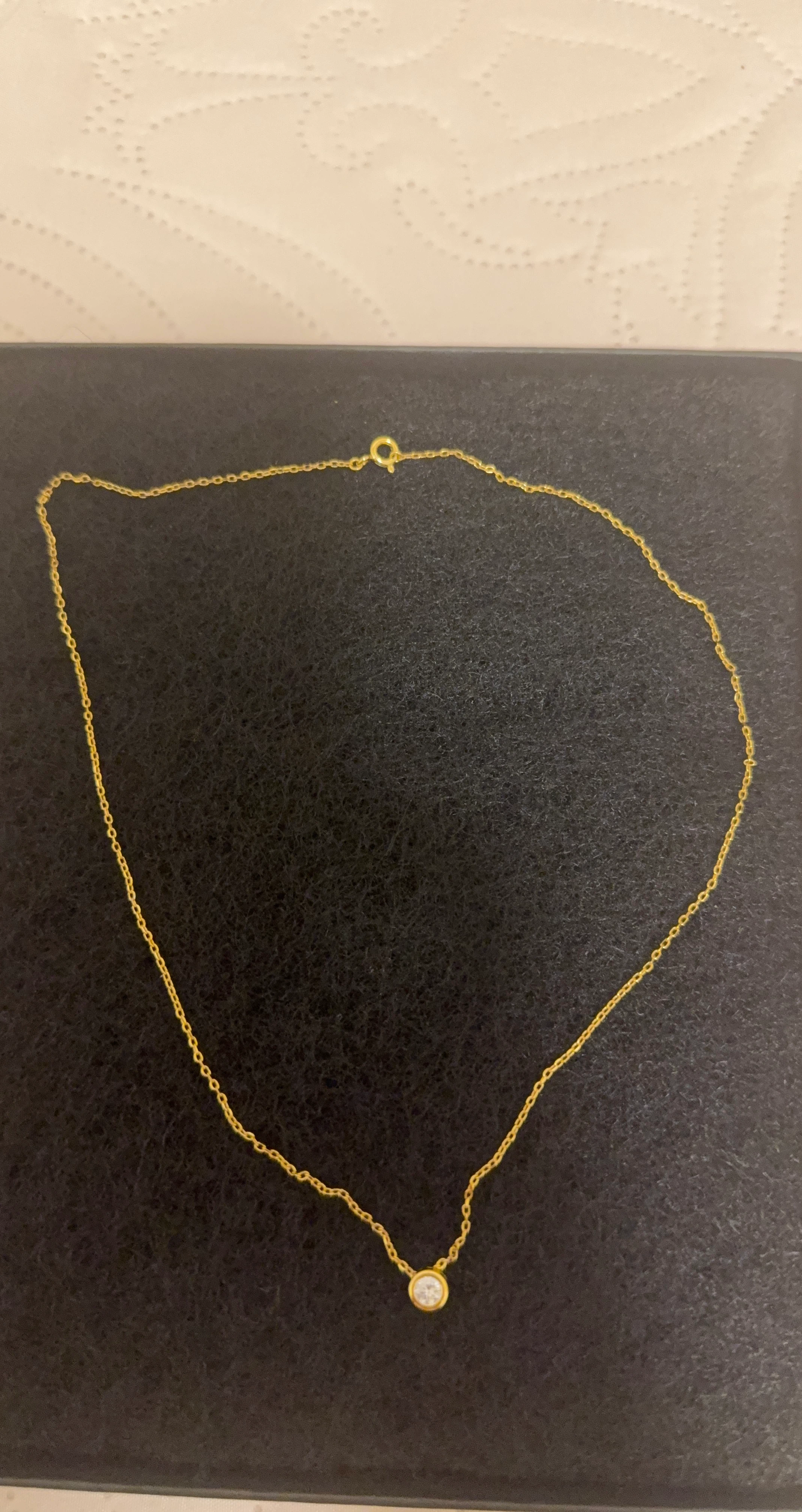 Gold Tone Solitaire Necklace