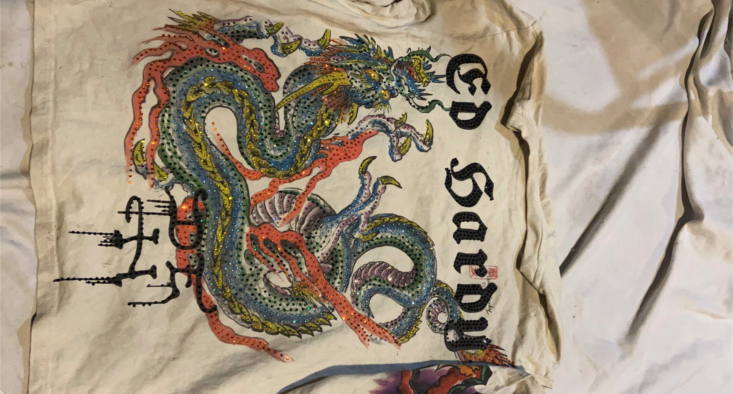 Ed Hardy Rhinestone Dragon T-Shirt size medium
