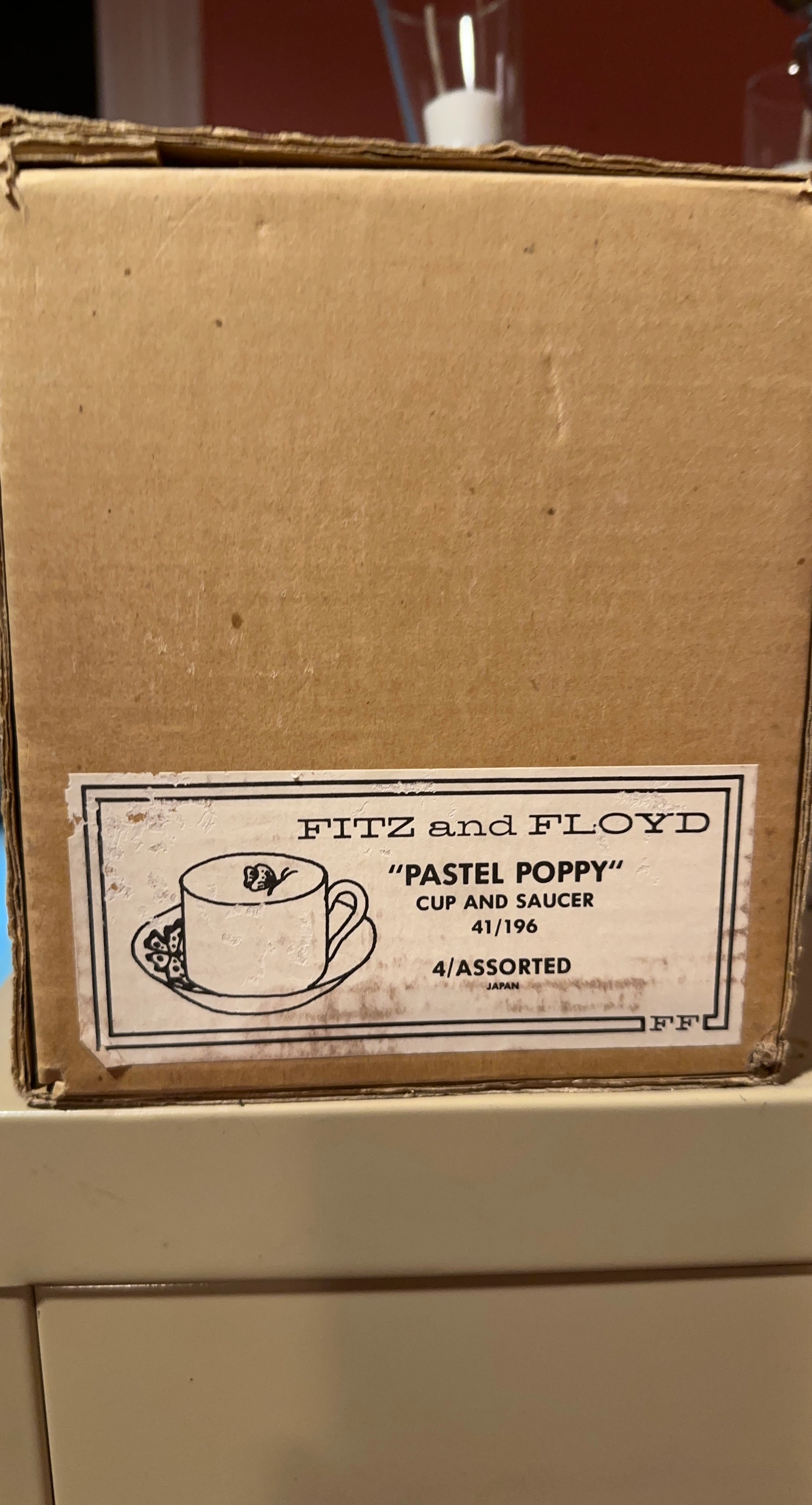 Fitz and Floyd Pastel Poppy Cup and Saucer Set
