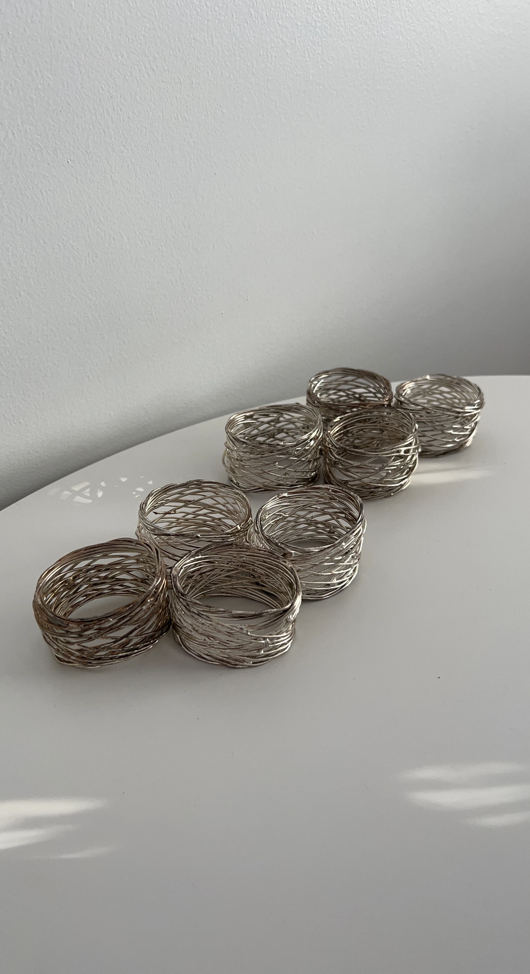 Set of 8 Silver Tone Wire Napkin Rings