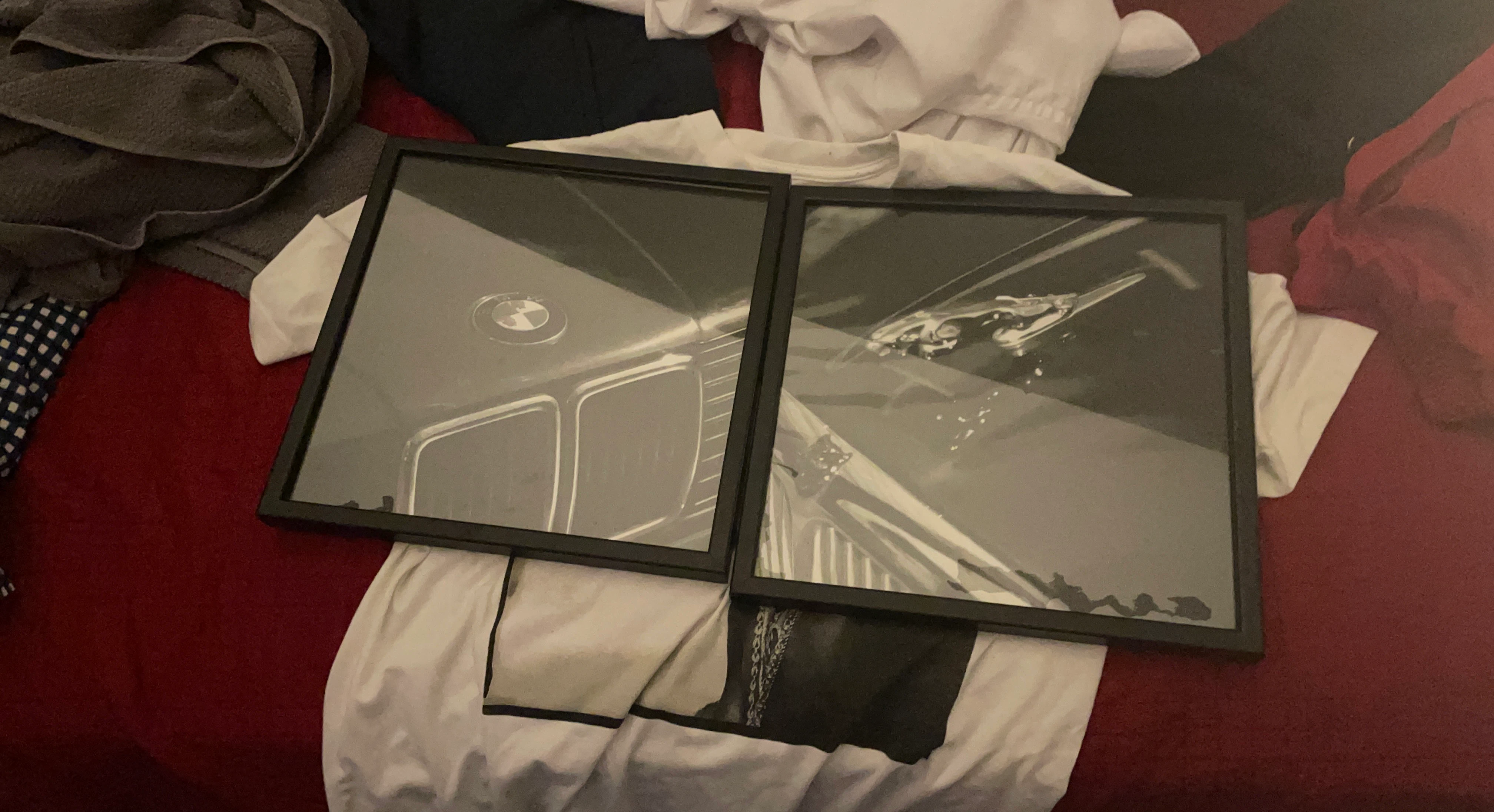 Two Framed BMW Car Art Prints